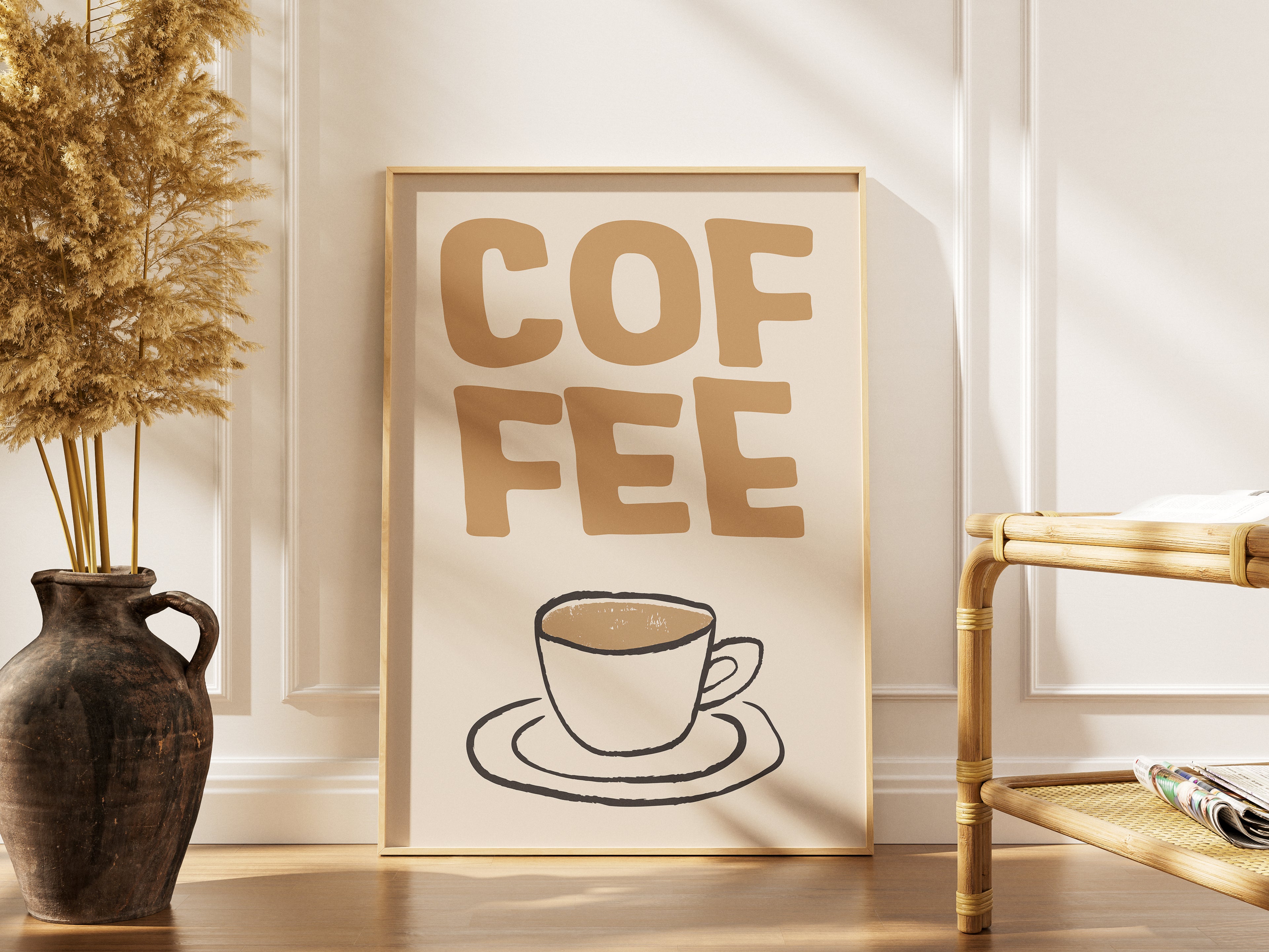 Coffee Poster — Minimal Beige Coffee Cup Wall Art