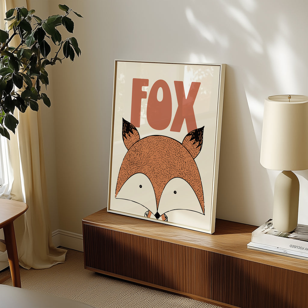 Fox Nursery Poster — Cute Retro Woodland Animal Print for Kids’ Room