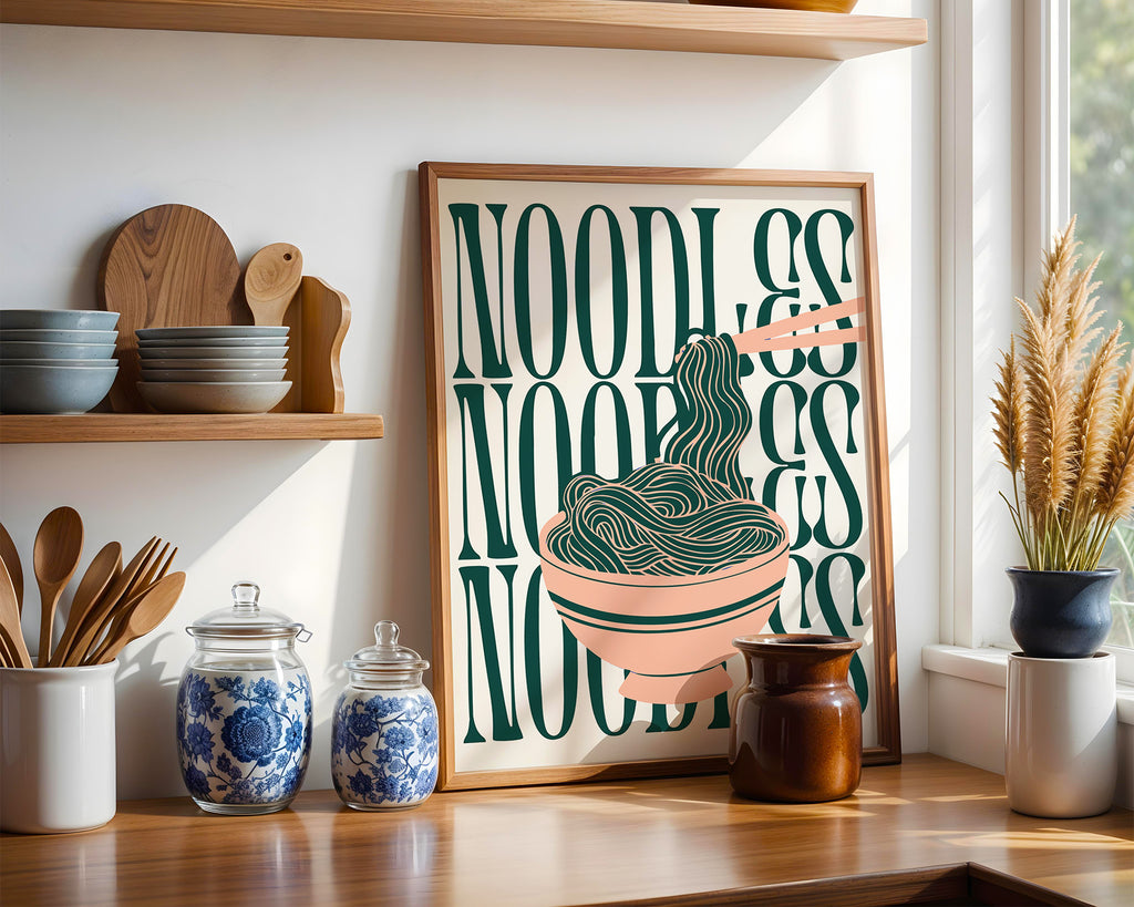 Noodles kitchen Poster — Retro Minimal Ramen Wall Art