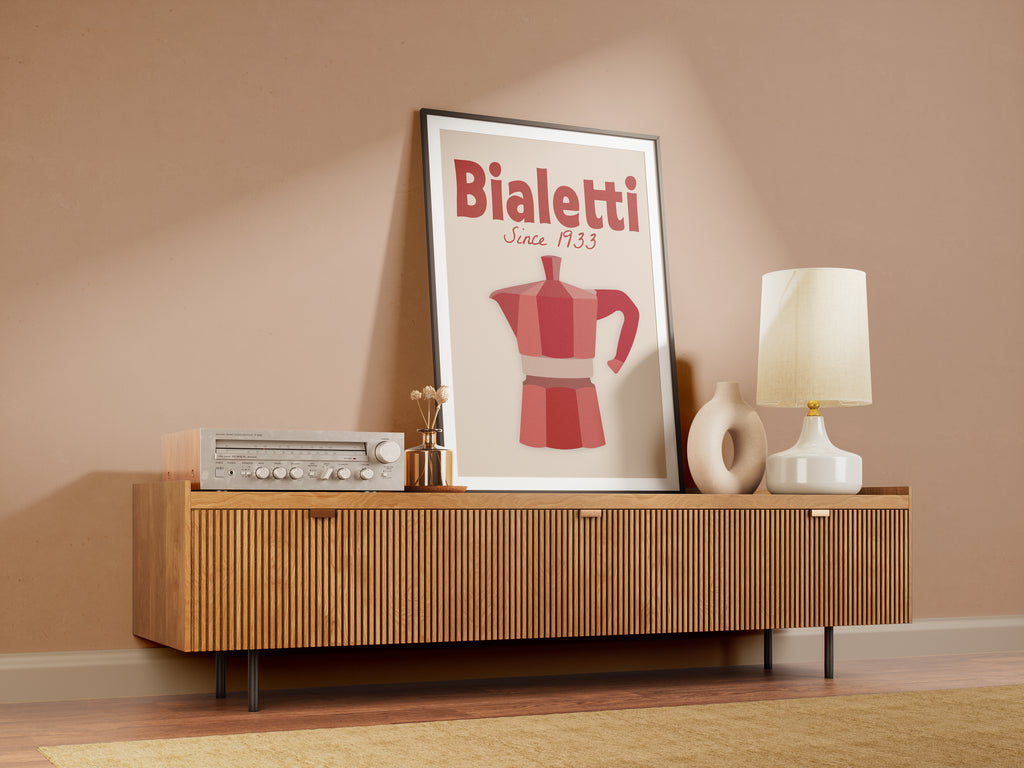 Bialetti Moka Pot Poster — Vintage Coffee Kitchen Wall Art (Since 1933)