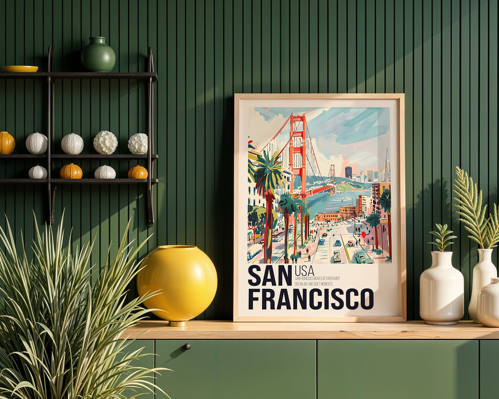 San Francisco Travel Poster Print — Vintage Cityscape Wall Art