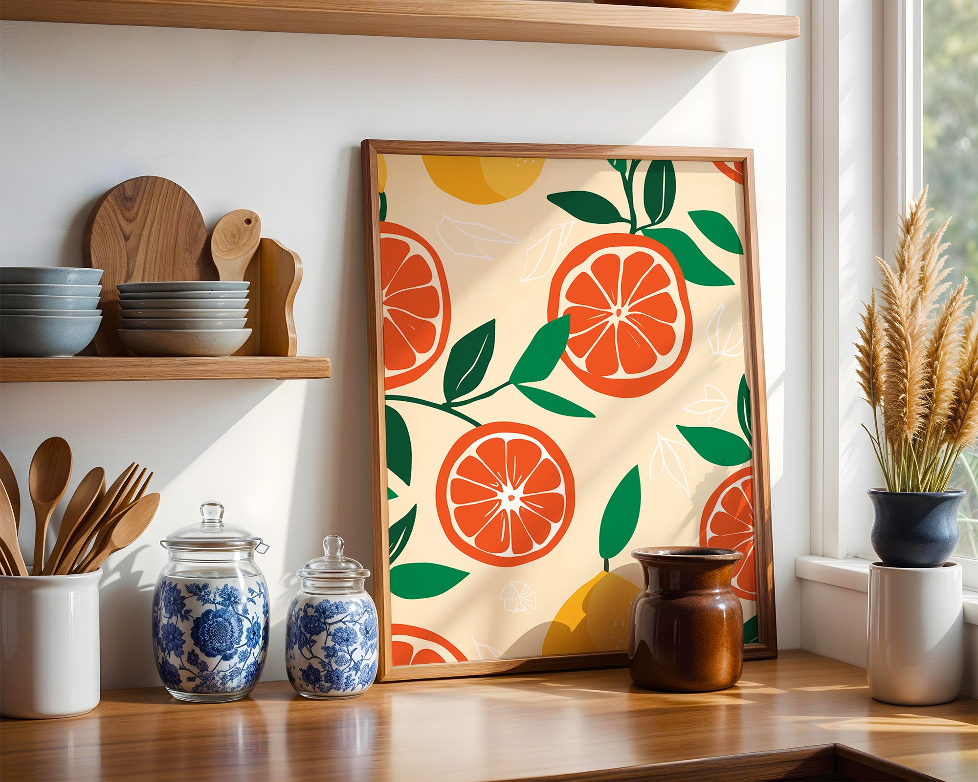 Citrus Fruit Pattern Poster — Botanical Orange & Lemon Wall Art