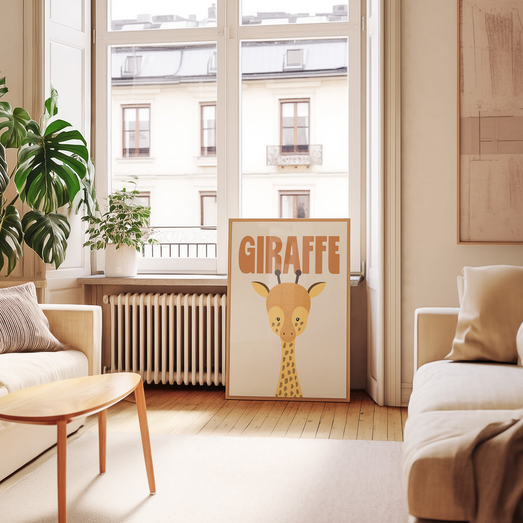 Giraffe Nursery Poster — Cute Retro Animal Wall Art for Kids’ Room