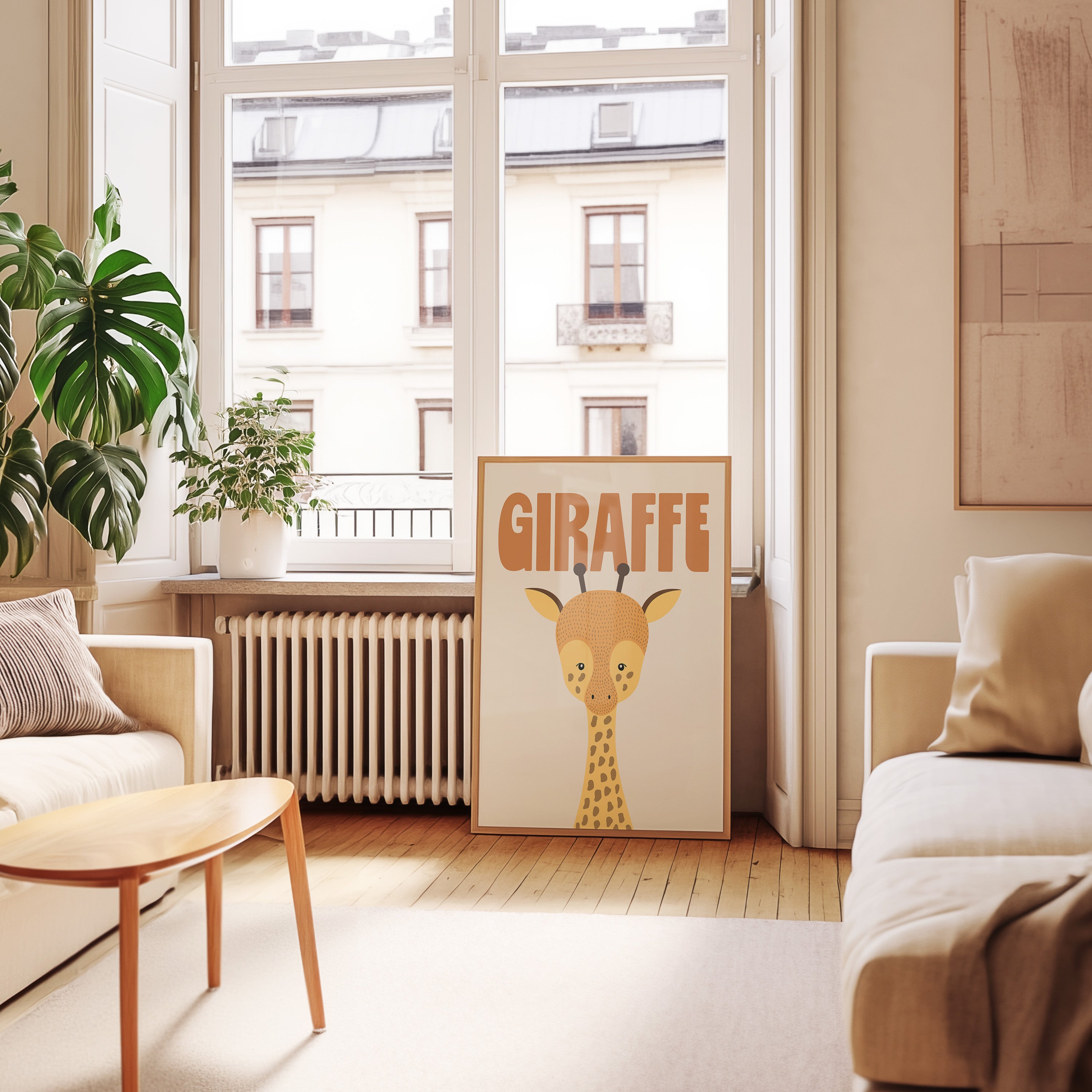 Giraffe Nursery Poster — Cute Retro Animal Wall Art for Kids’ Room