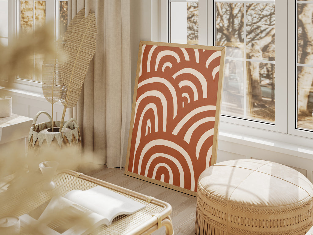 Abstract Terracotta Arches Poster — Minimal Boho Wall Art