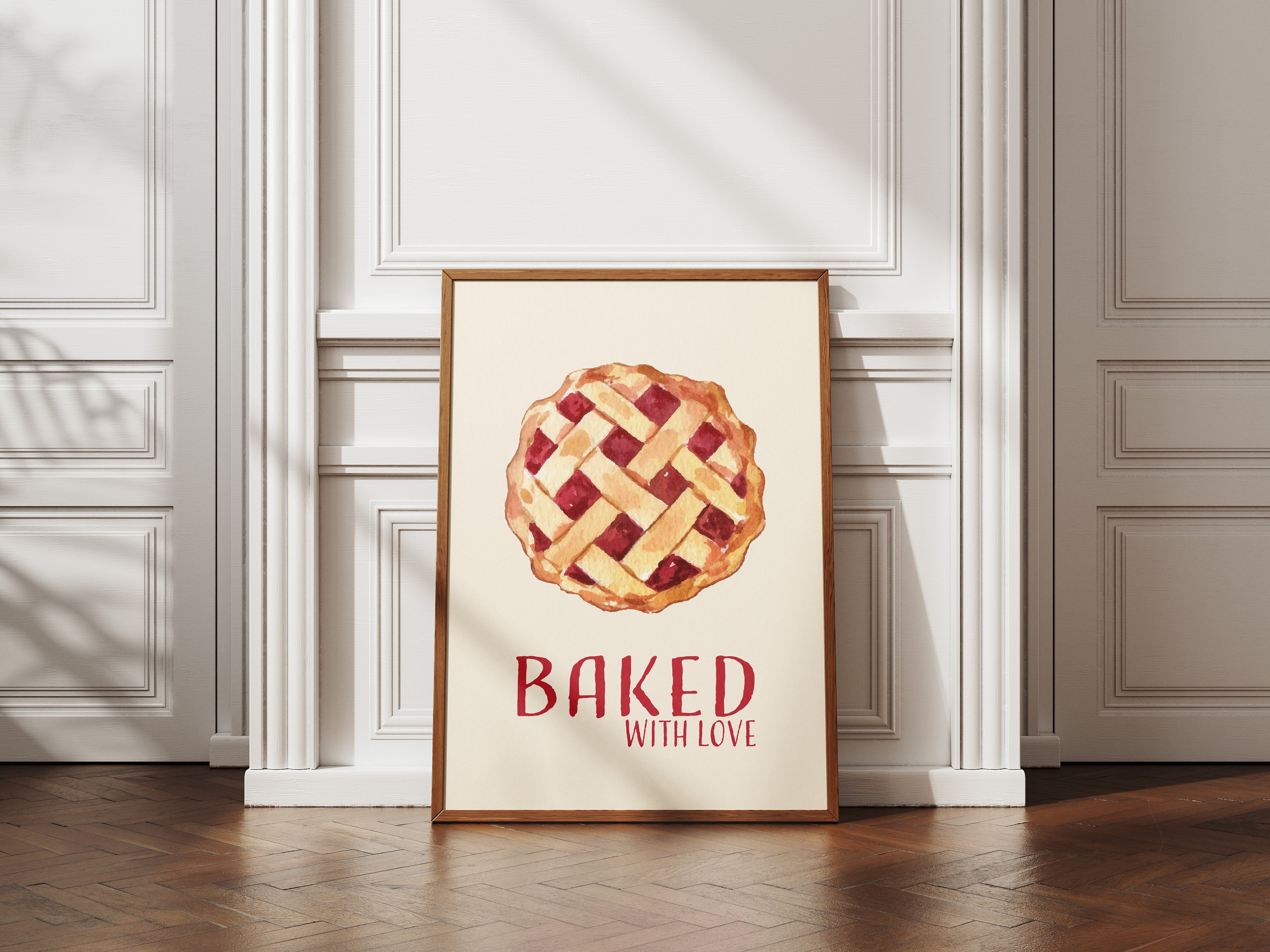 Baked With Love Pie Poster — Kitchen Wall Art Print