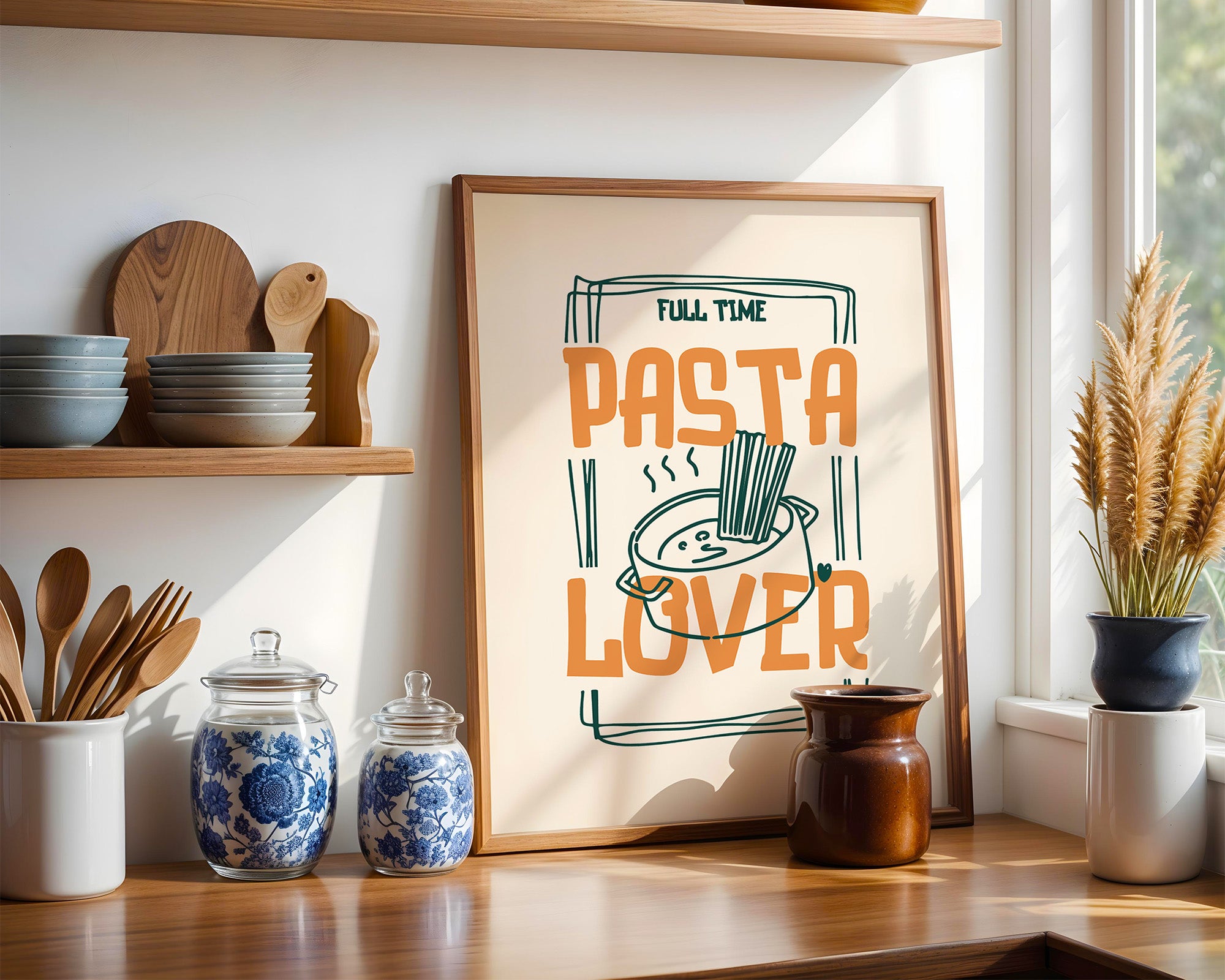 Pasta Lover Poster — "Full Time Pasta Lover" Kitchen Wall Art