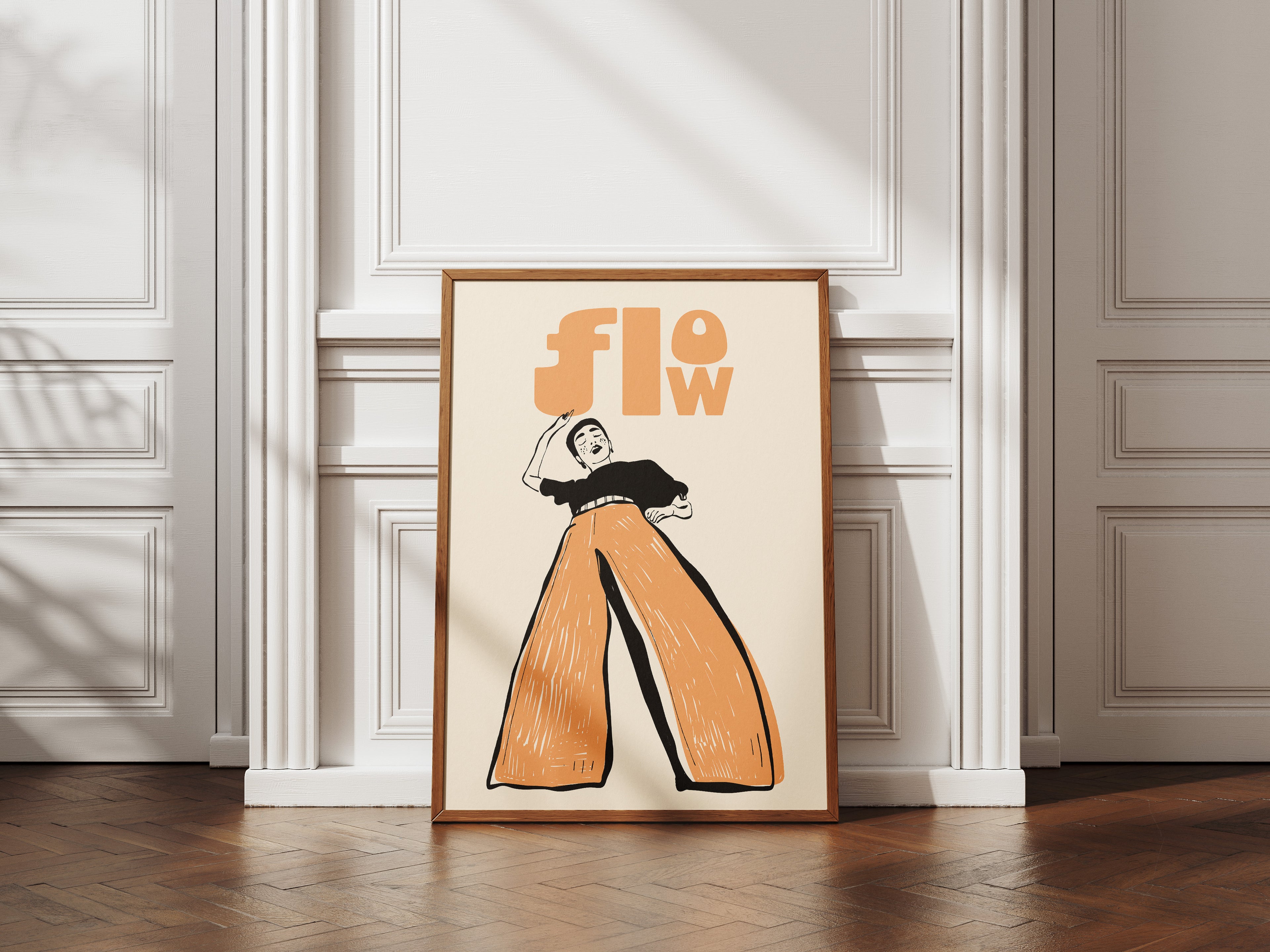 Flow Retro Art Poster — Vintage Style Femme Figure Wall Print