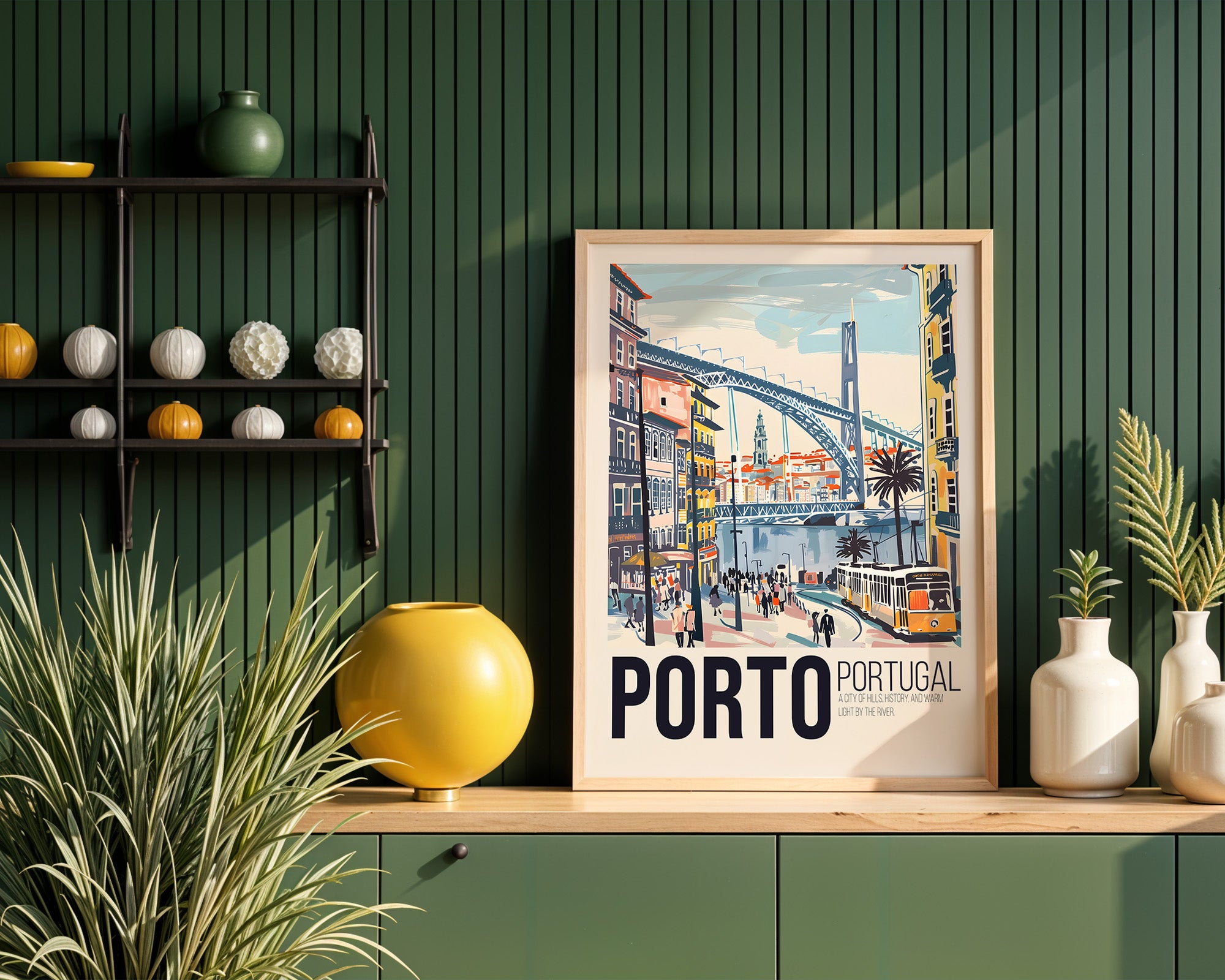 Porto Portugal Vintage Travel Poster — Retro Cityscape Print
