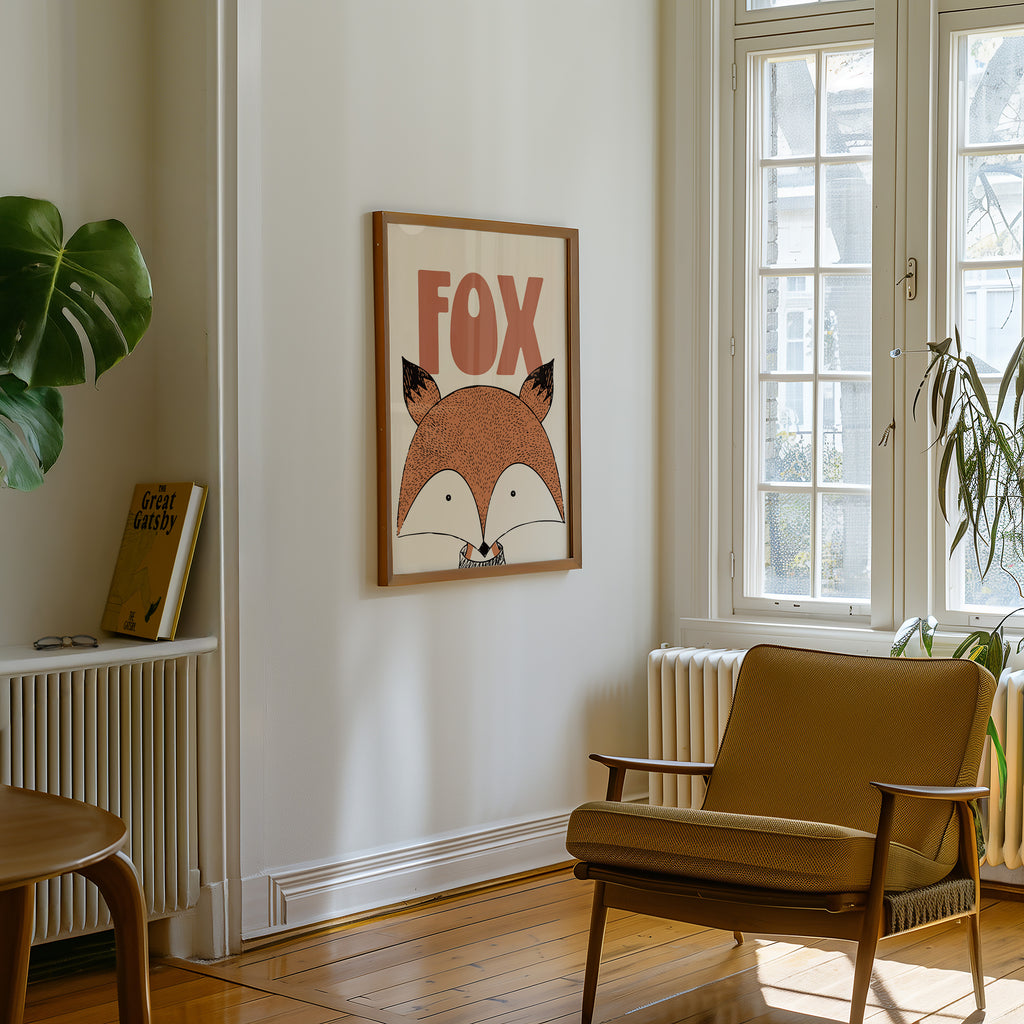 Fox Nursery Poster — Cute Retro Woodland Animal Print for Kids’ Room