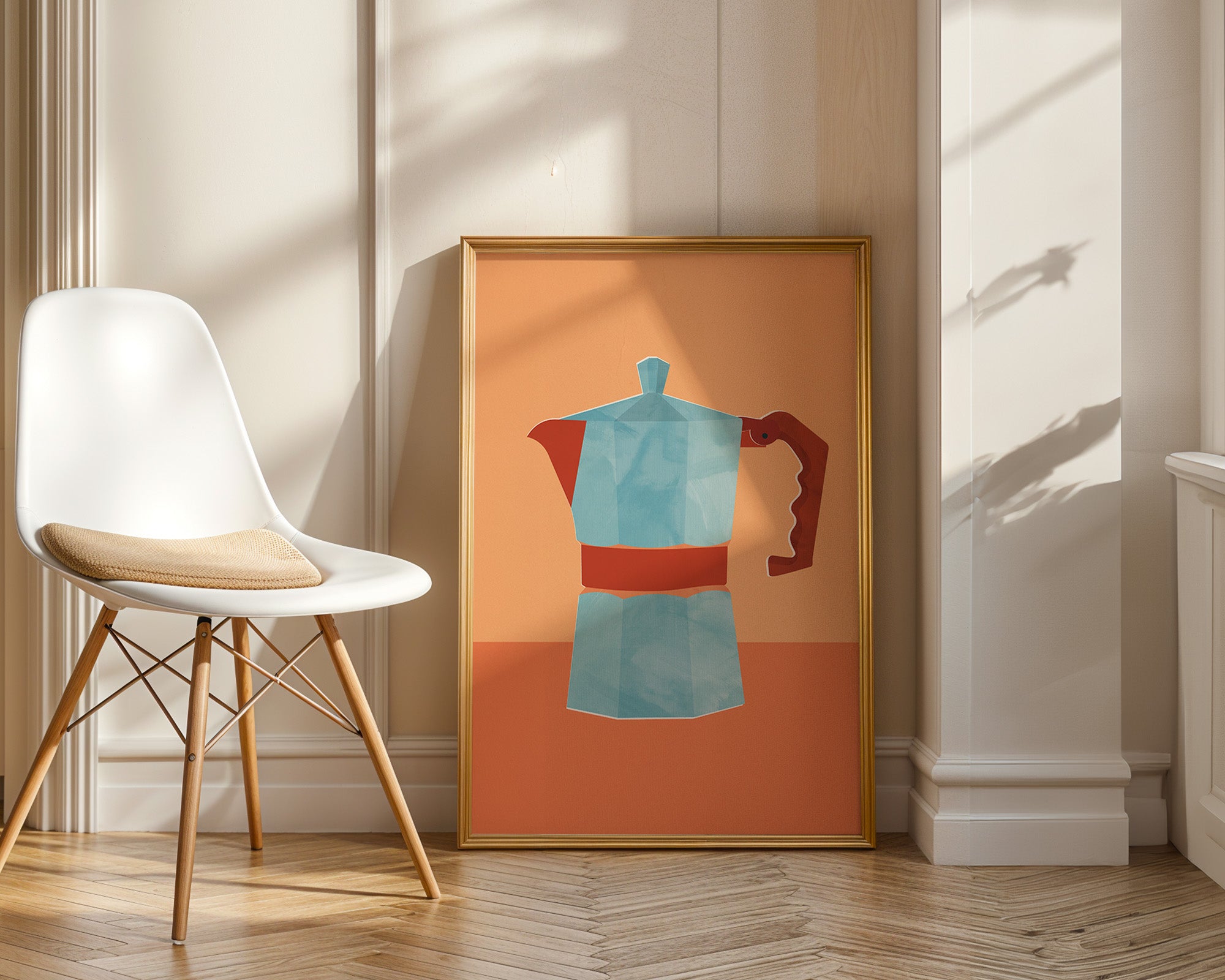 Moka Pot Coffee Poster — Mid-Century Kitchen Art Print
