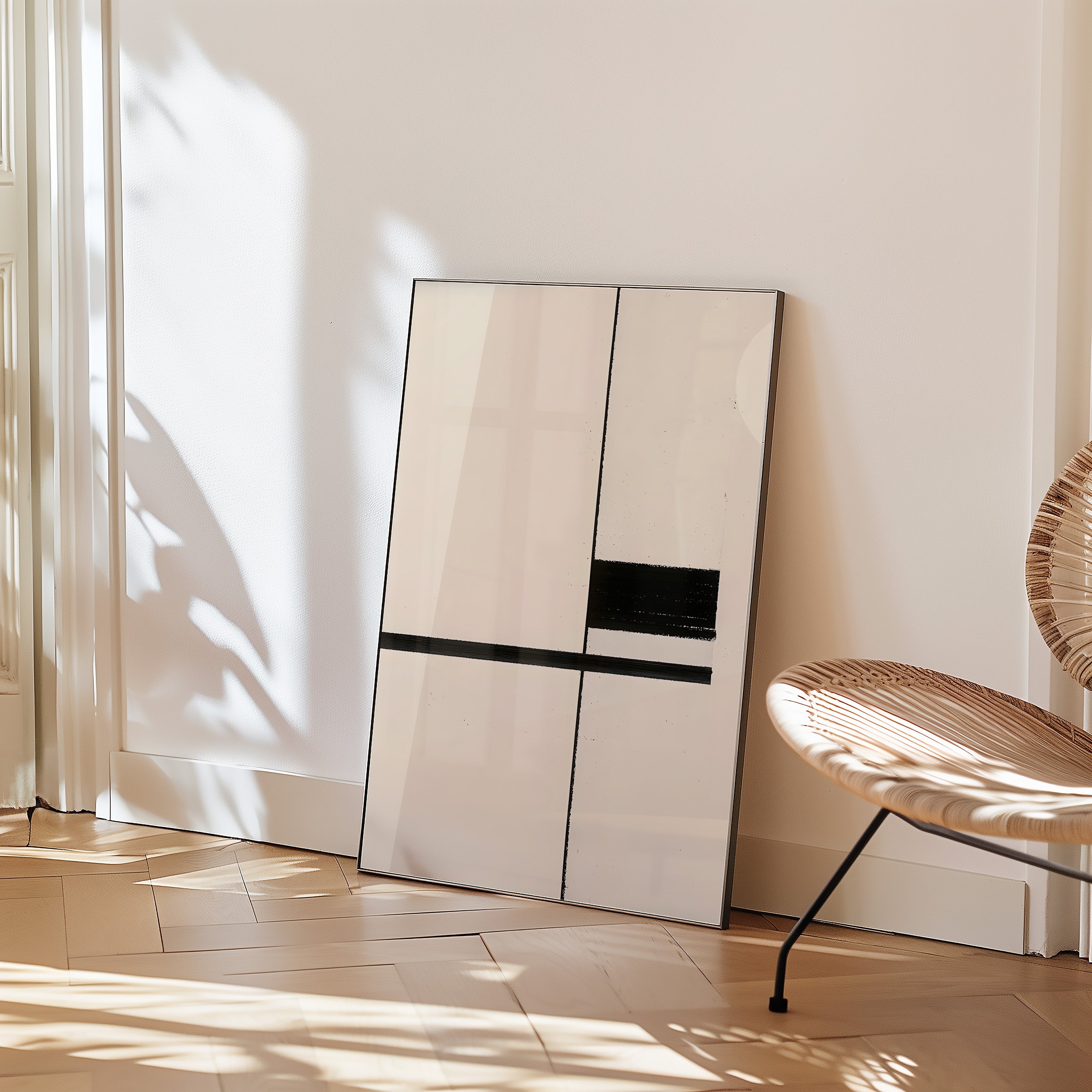 Minimalist Black & White Geometric Poster — Modern Line Art Wall Print