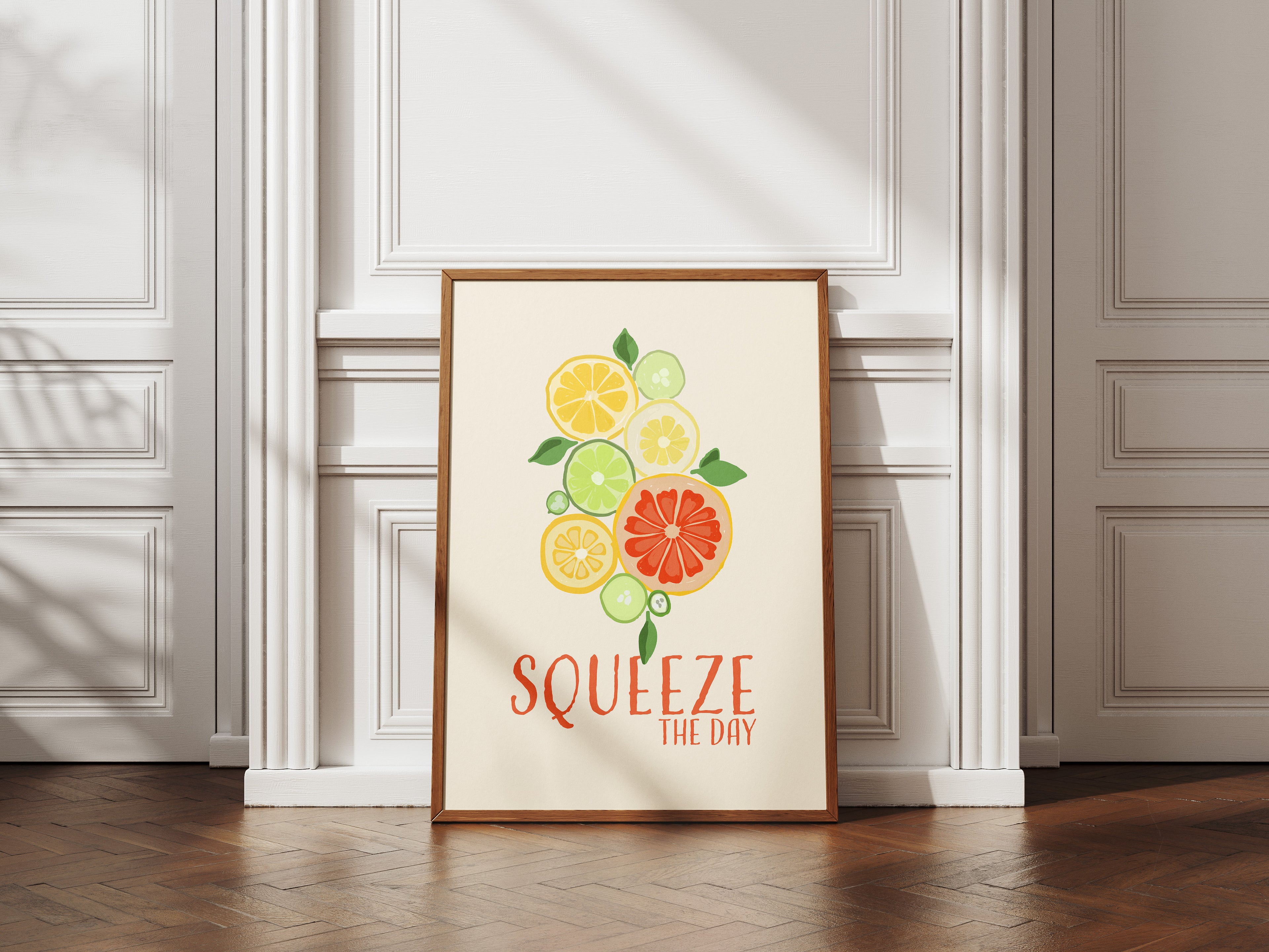 Citrus “Squeeze the Day” Art Poster — Bright Kitchen Wall Print