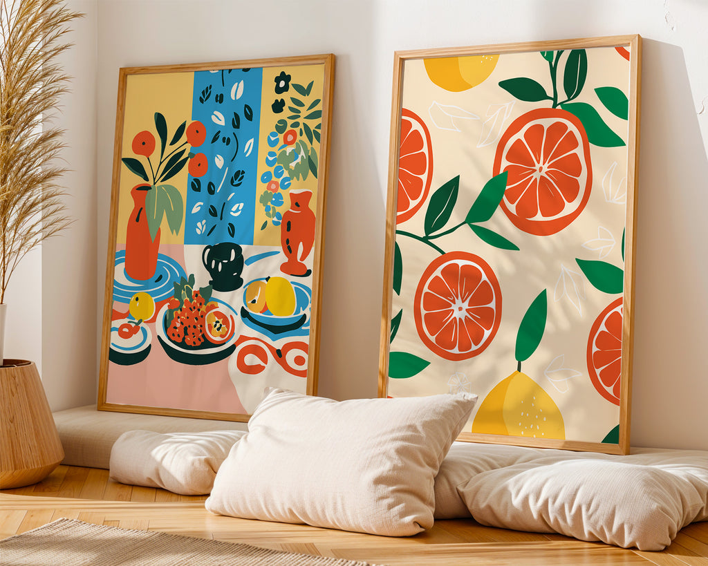 Citrus Fruit Pattern Poster — Botanical Orange & Lemon Wall Art