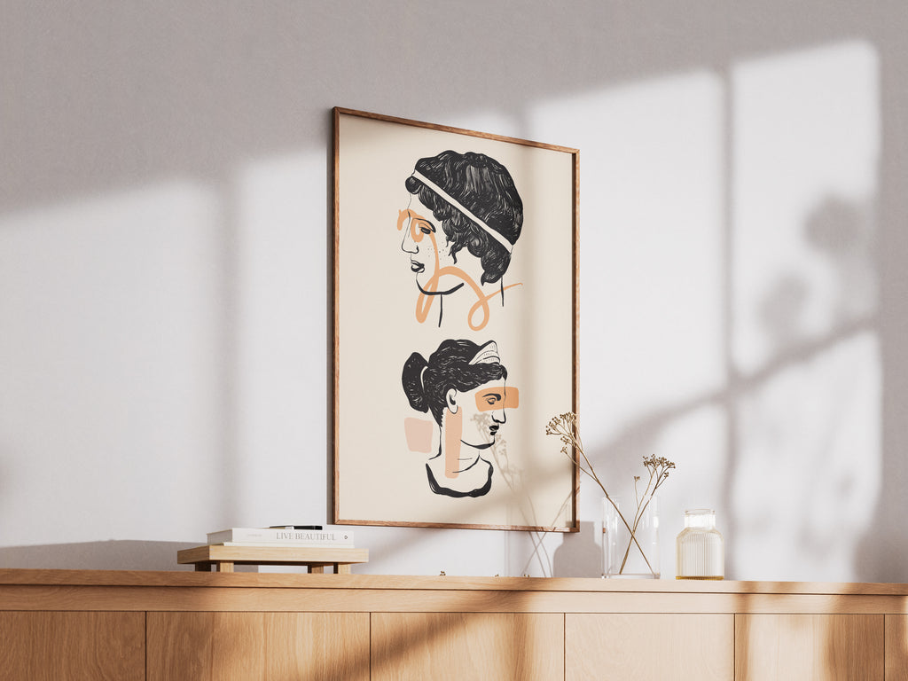 Minimalist Abstract Classical Bust Poster – Modern Line Art Wall Print