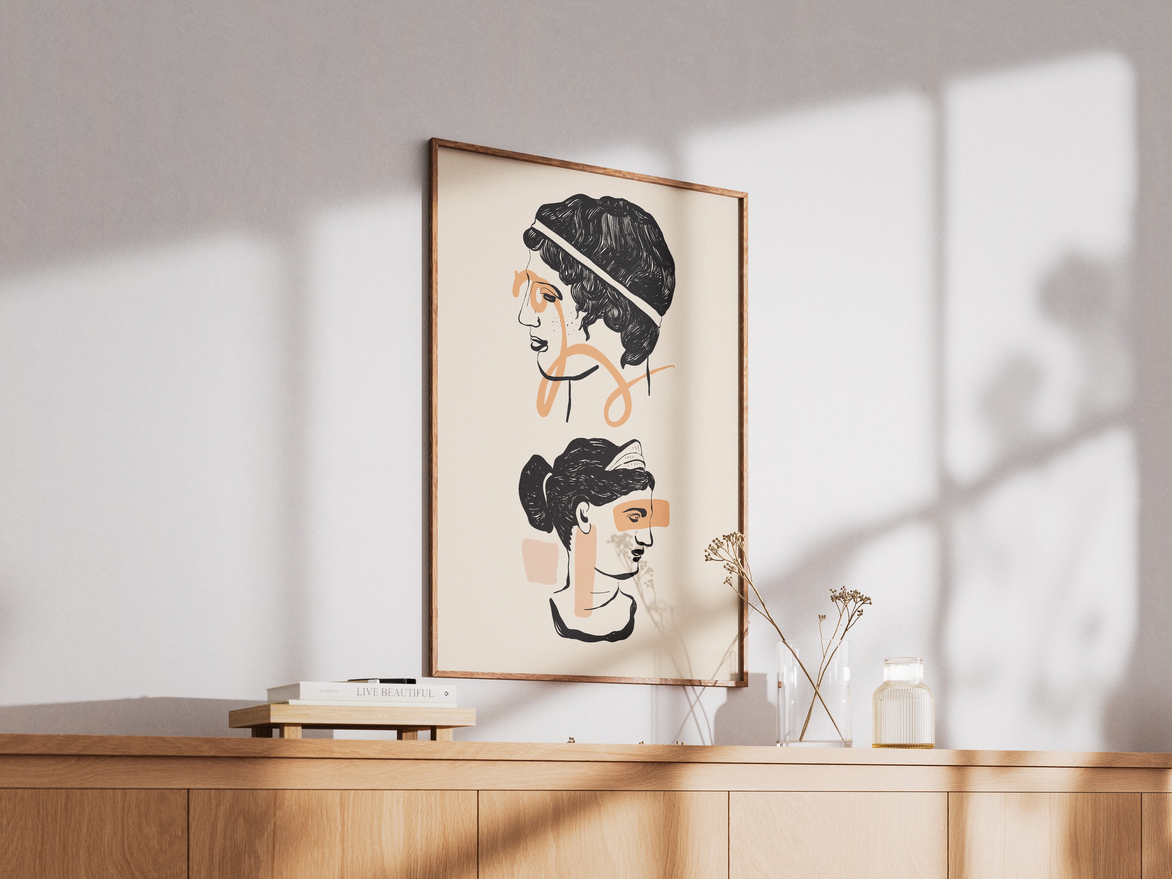 Minimalist Abstract Classical Bust Poster – Modern Line Art Wall Print