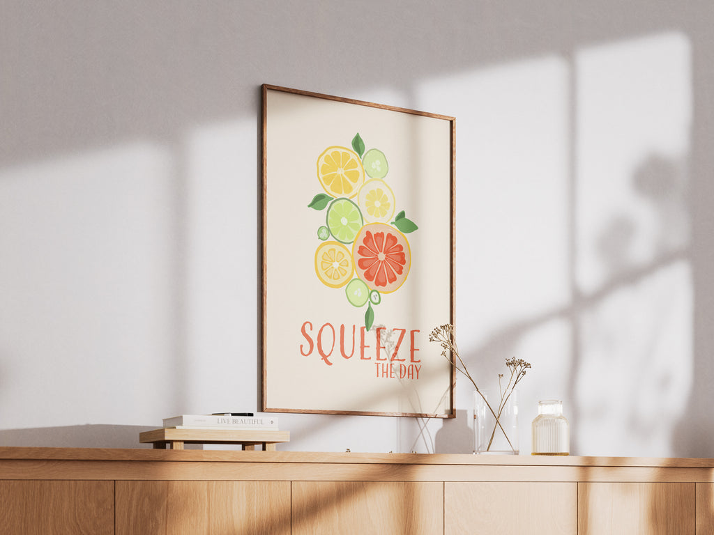 Citrus “Squeeze the Day” Art Poster — Bright Kitchen Wall Print