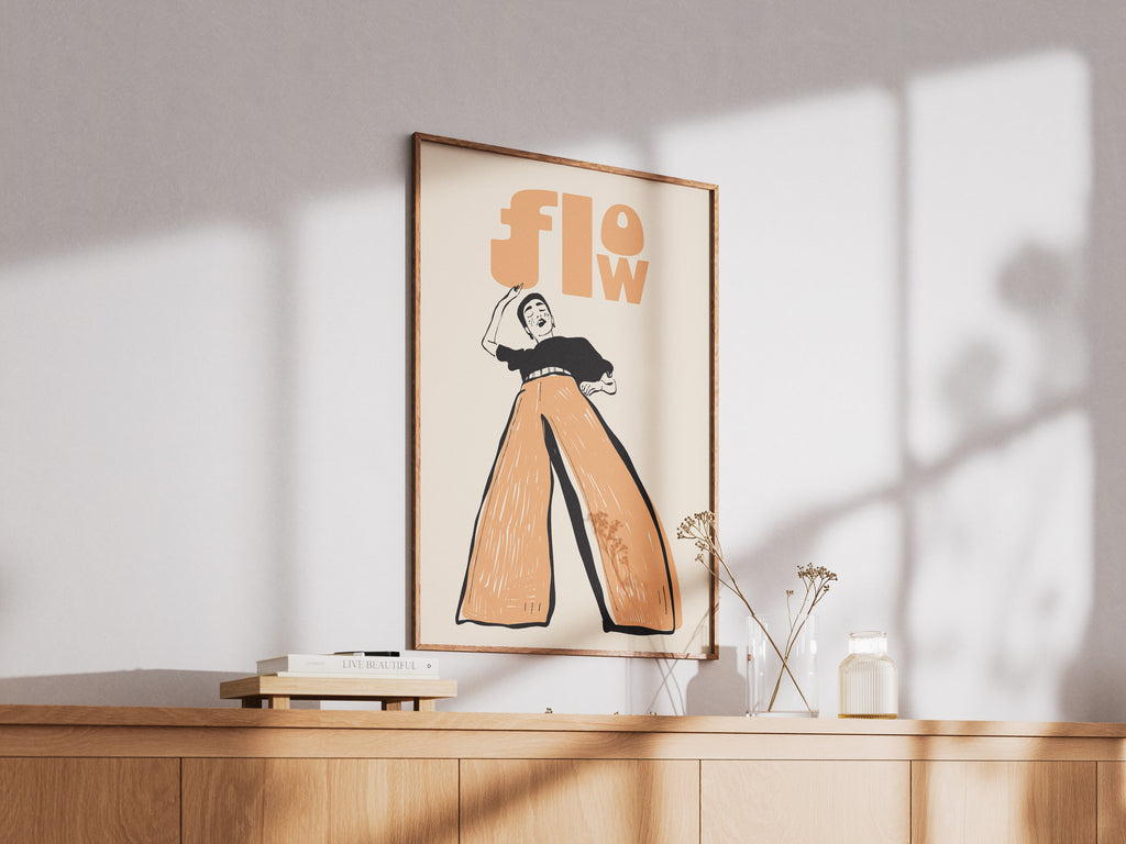 Flow Retro Art Poster — Vintage Style Femme Figure Wall Print