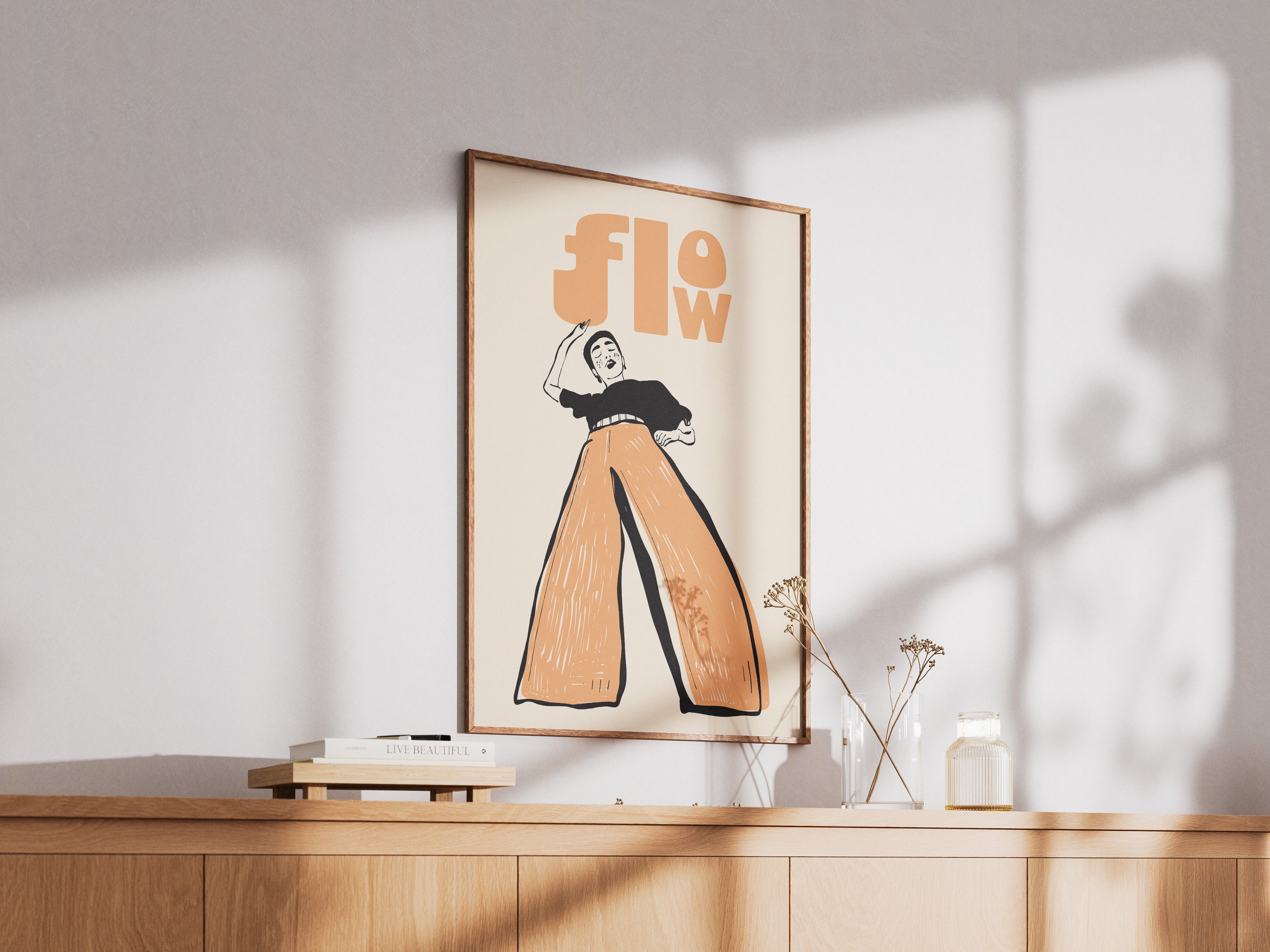 Flow Retro Art Poster — Vintage Style Femme Figure Wall Print