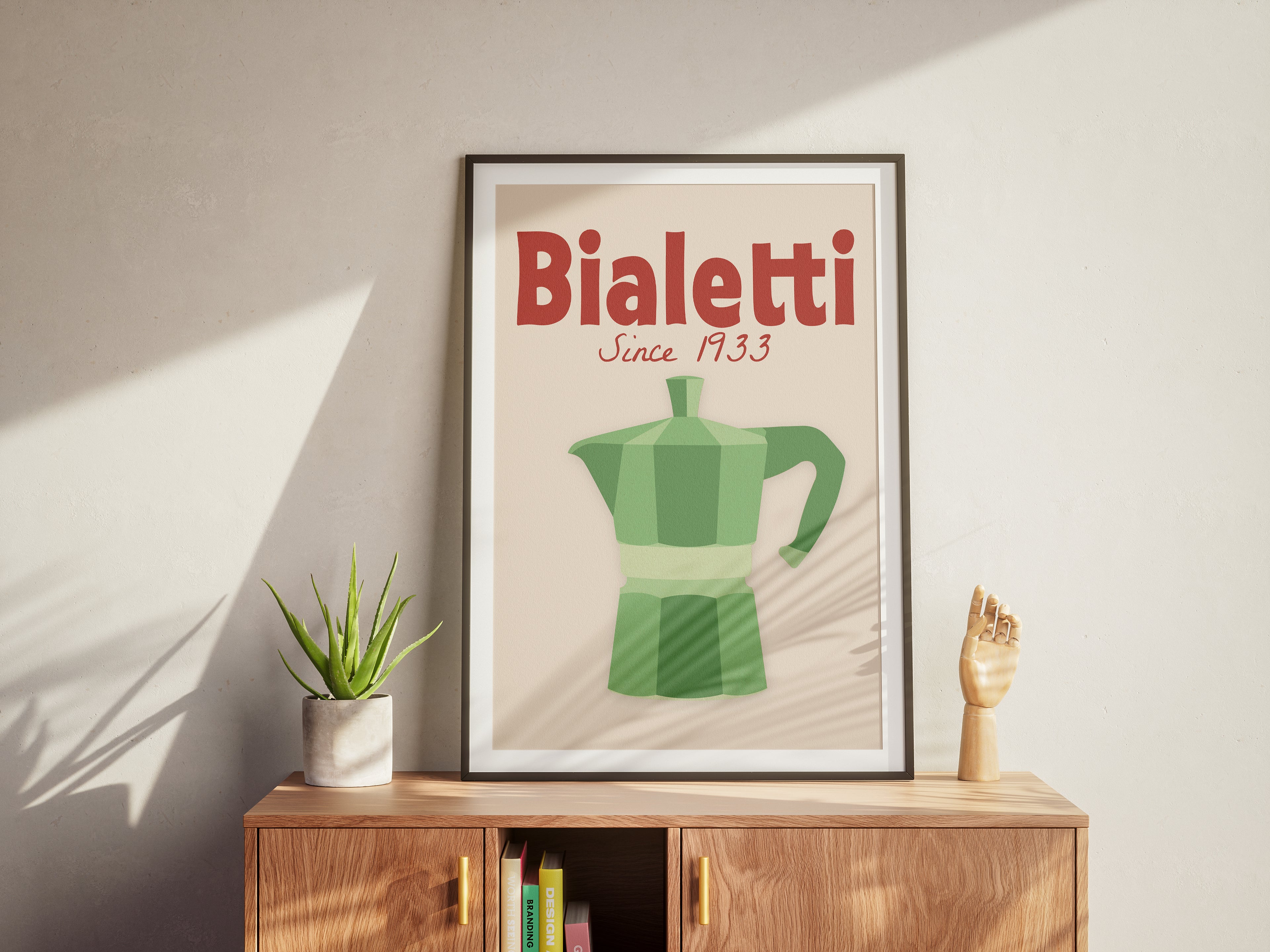 Bialetti Moka Pot Poster — Vintage Italian Coffee Kitchen Wall Art