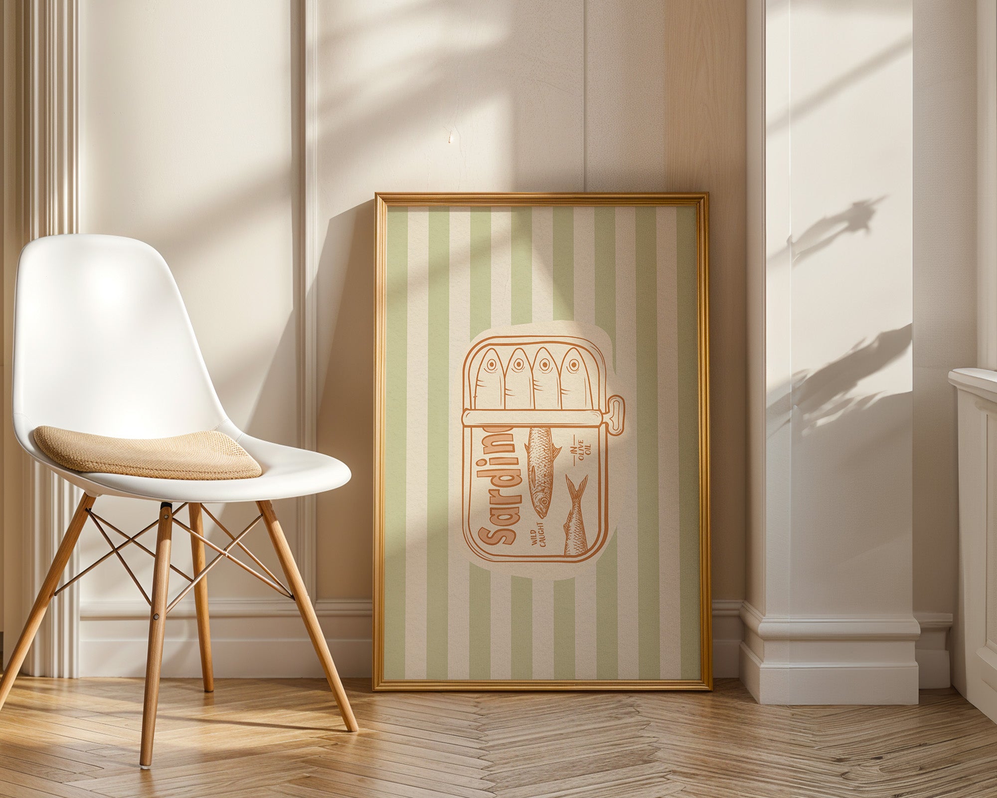 Sardine Tin Vintage Poster — Retro Seafood Kitchen Wall Art