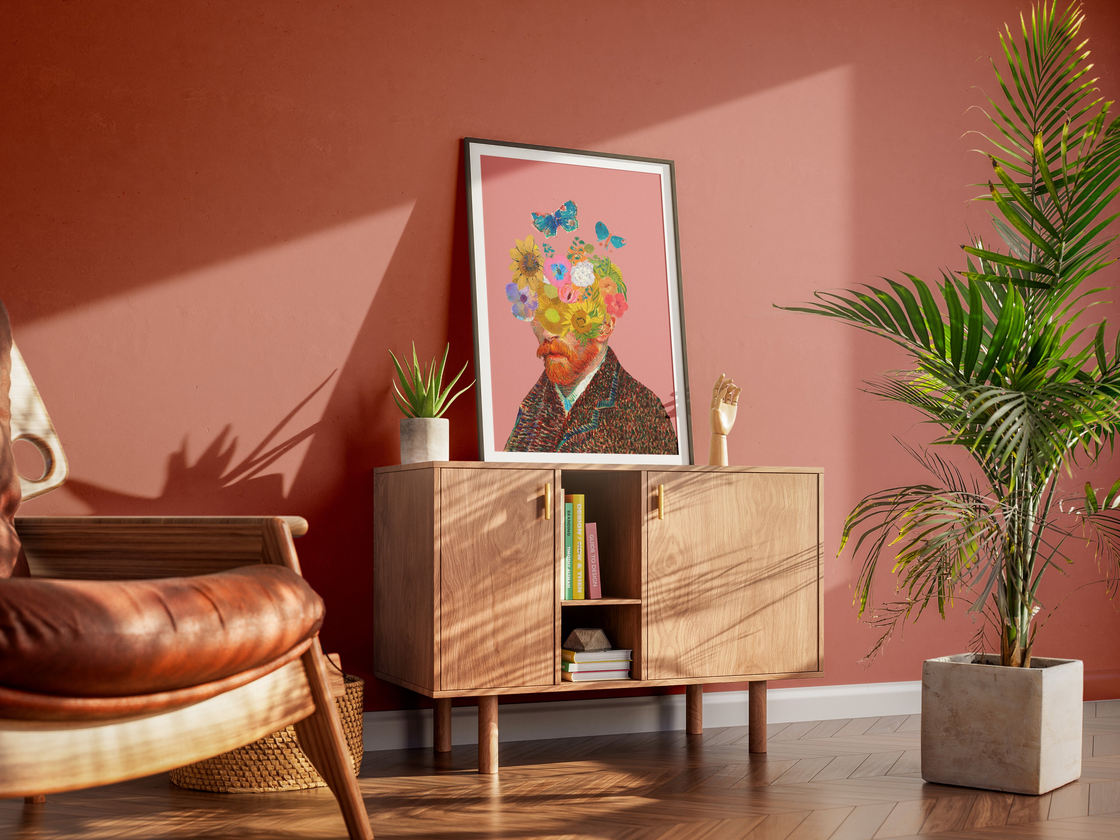 Van Gogh Floral Head Poster — Colorful Surreal Art Print