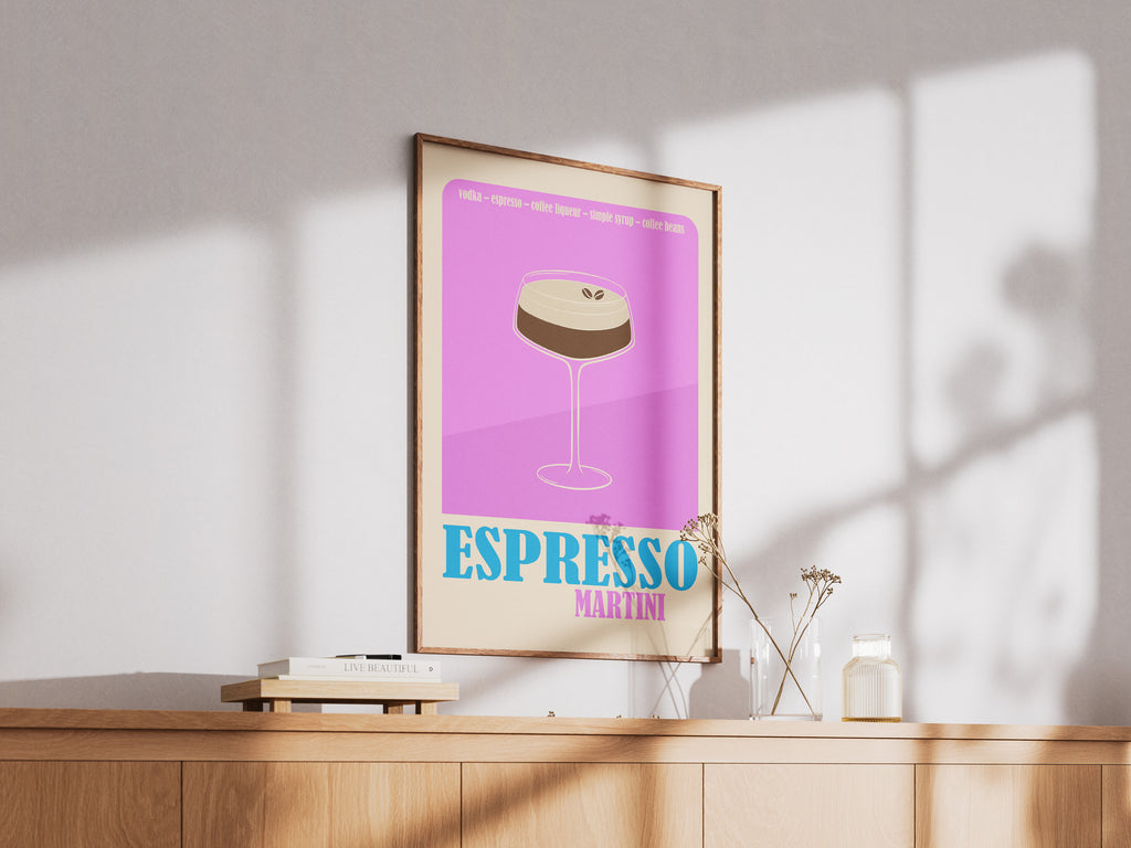 Espresso Martini Poster — Retro Cocktail Art Print