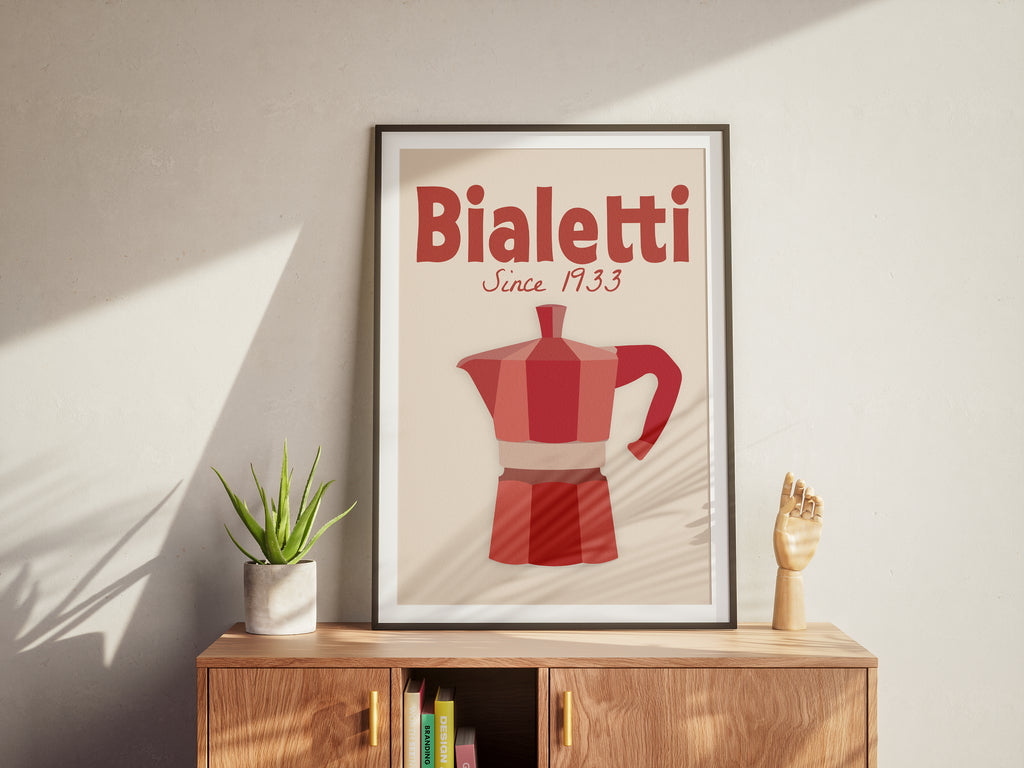 Bialetti Moka Pot Poster — Vintage Coffee Kitchen Wall Art (Since 1933)