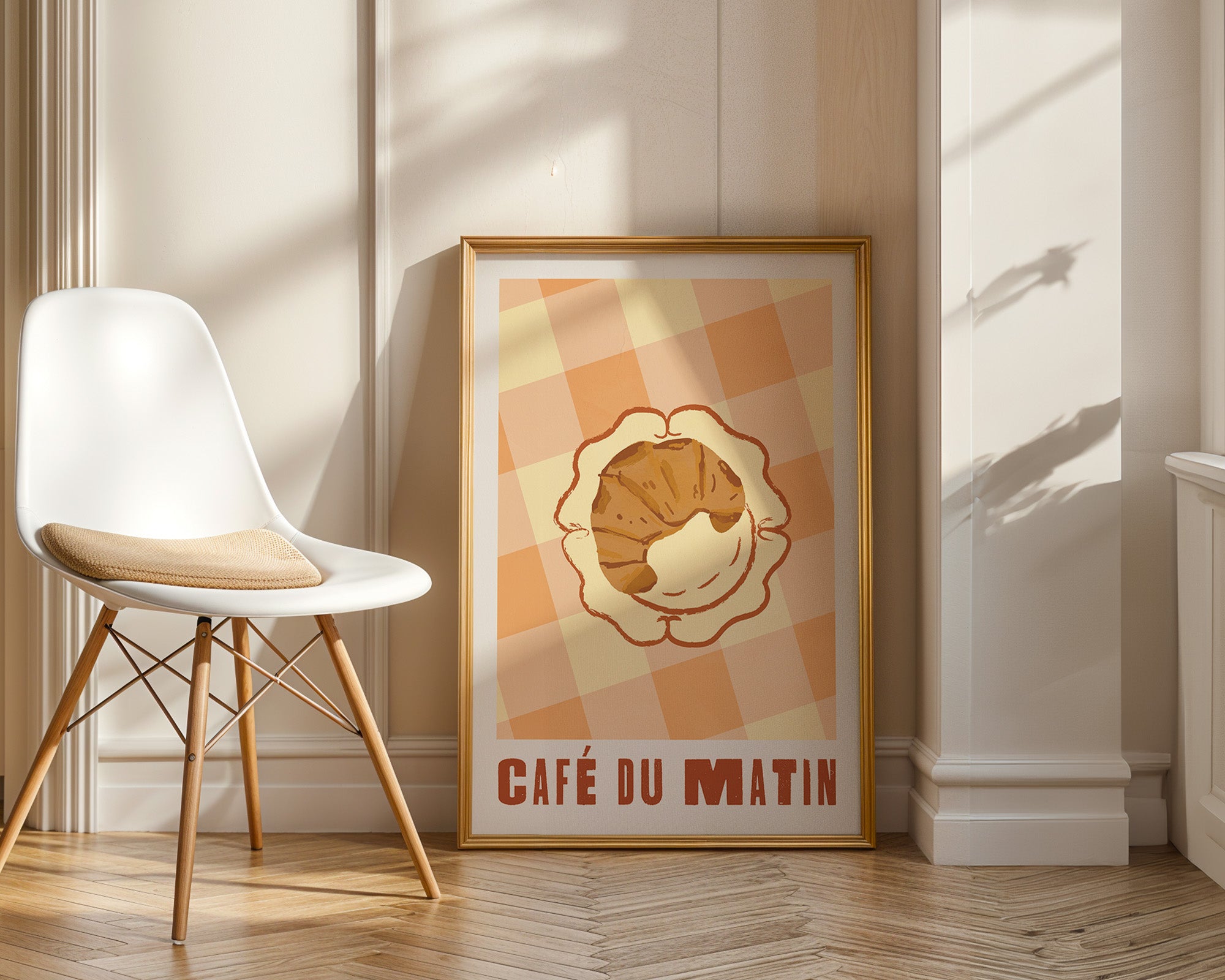 Café du Matin Poster — Vintage Breakfast Croissant Wall Art