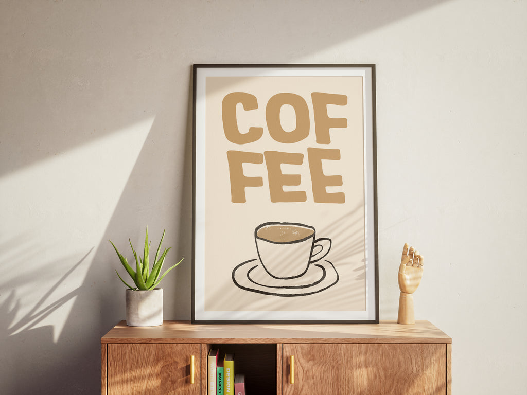 Coffee Poster — Minimal Beige Coffee Cup Wall Art