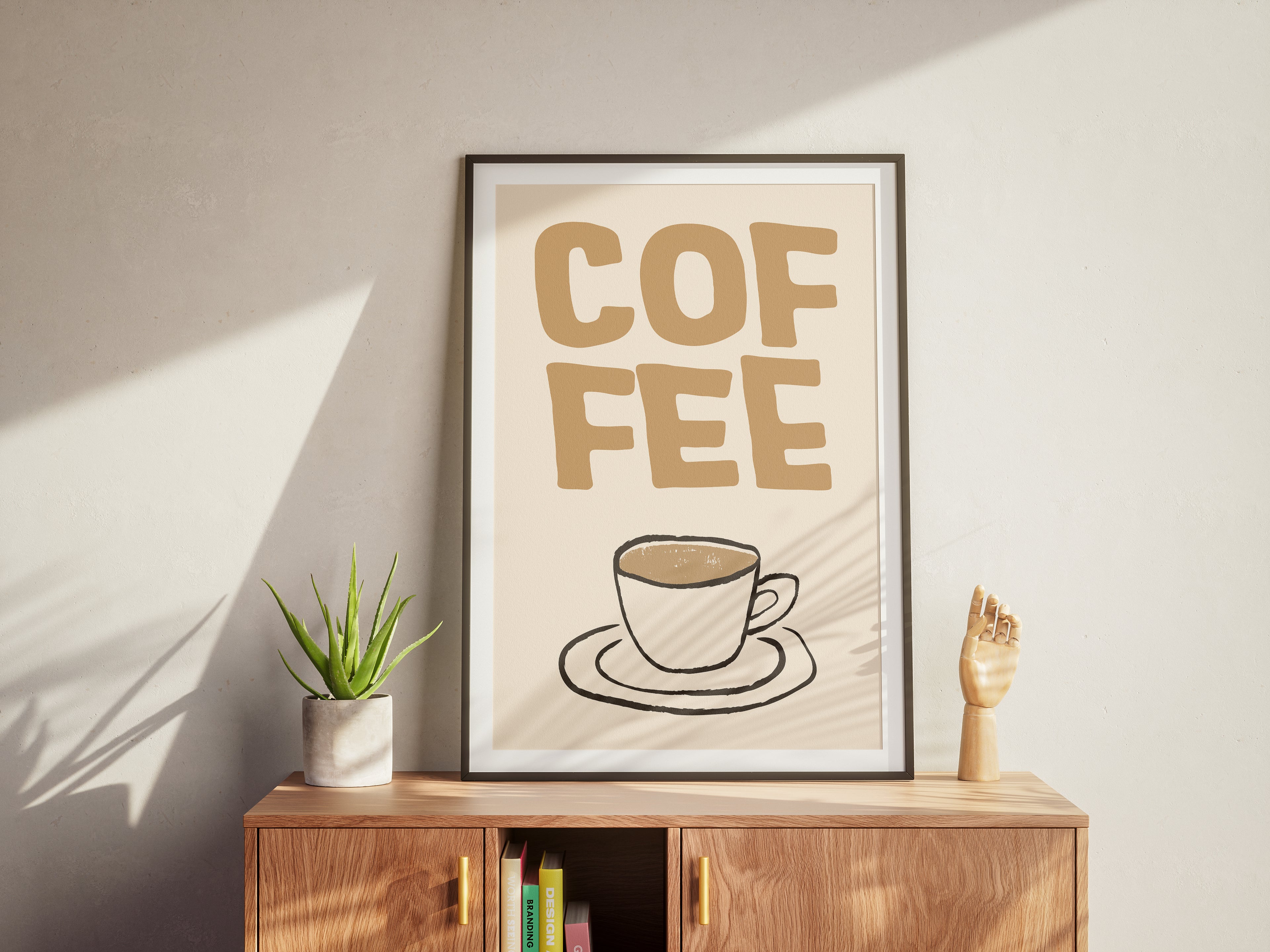 Coffee Poster — Minimal Beige Coffee Cup Wall Art