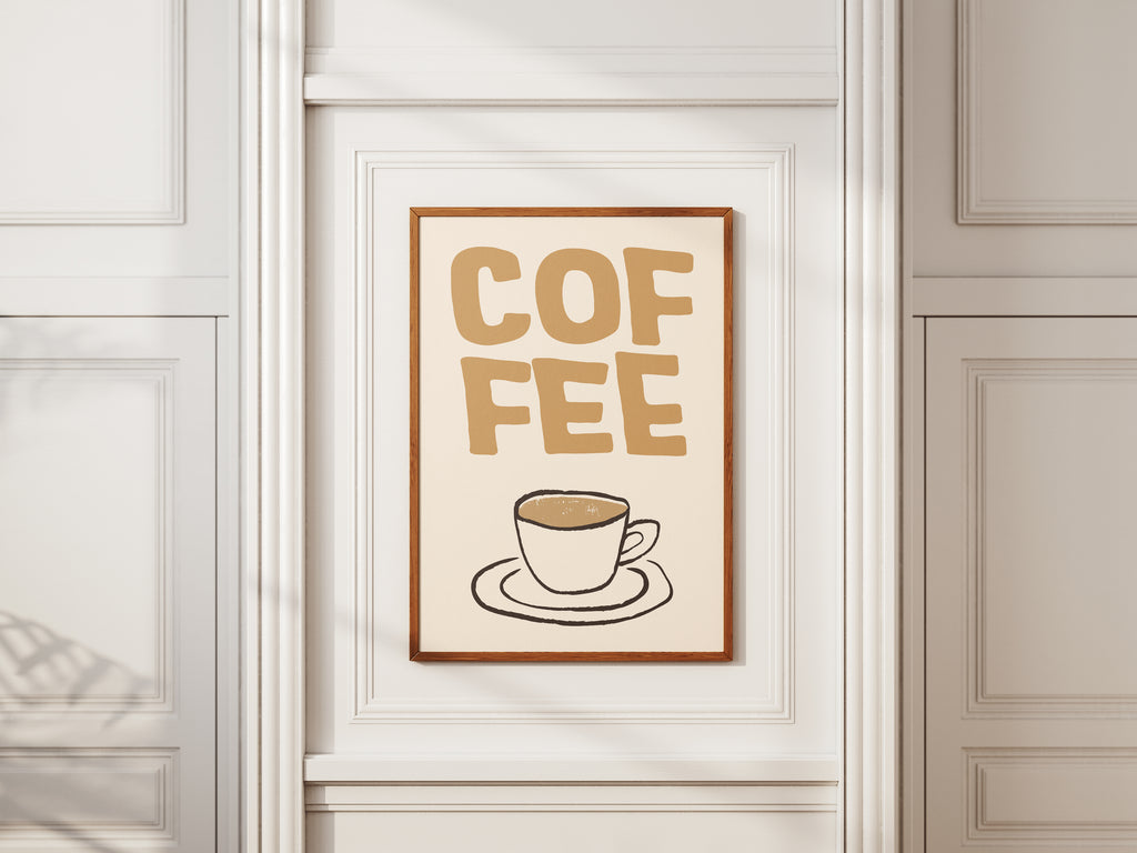 Coffee Poster — Minimal Beige Coffee Cup Wall Art