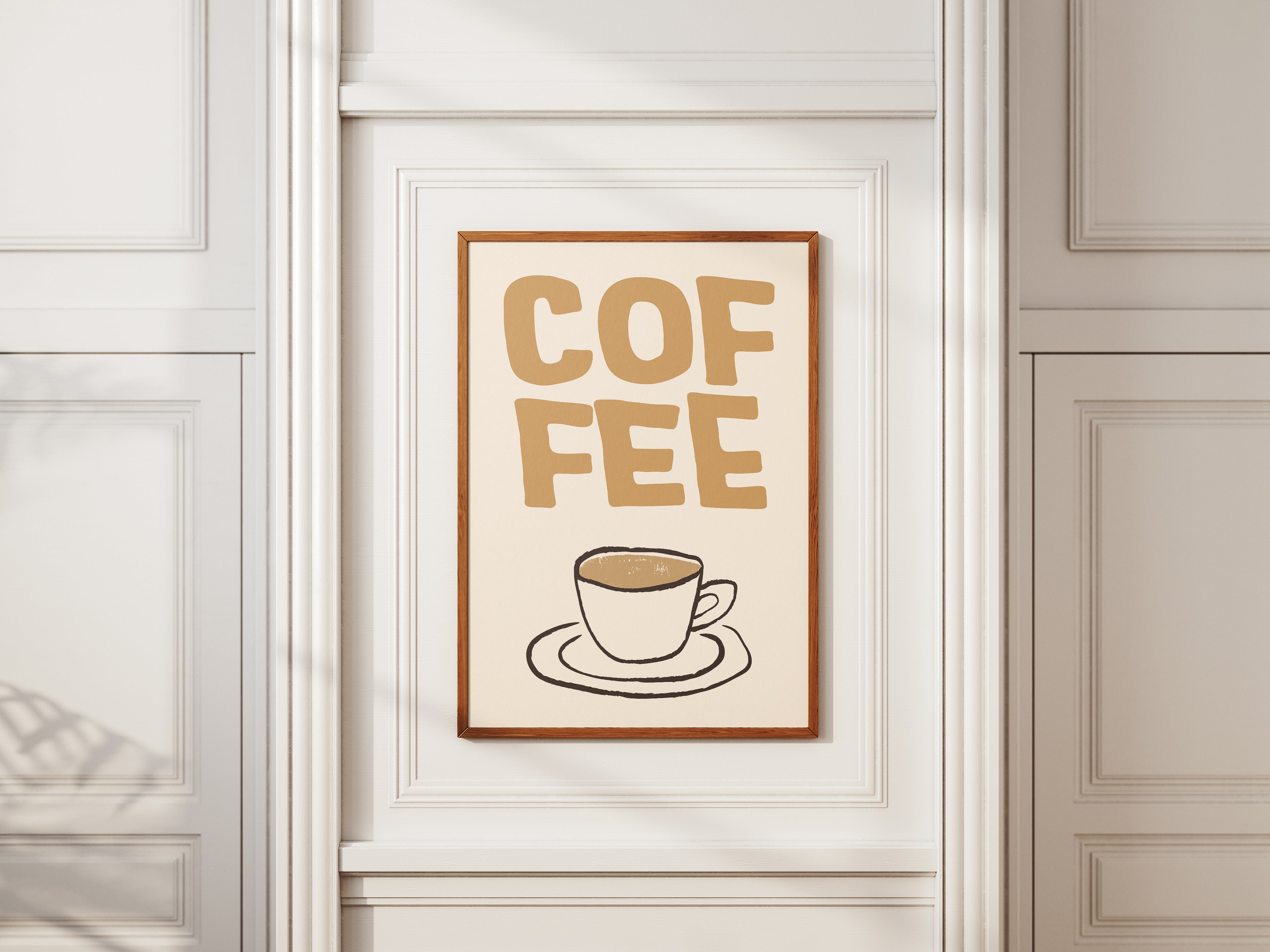 Coffee Poster — Minimal Beige Coffee Cup Wall Art