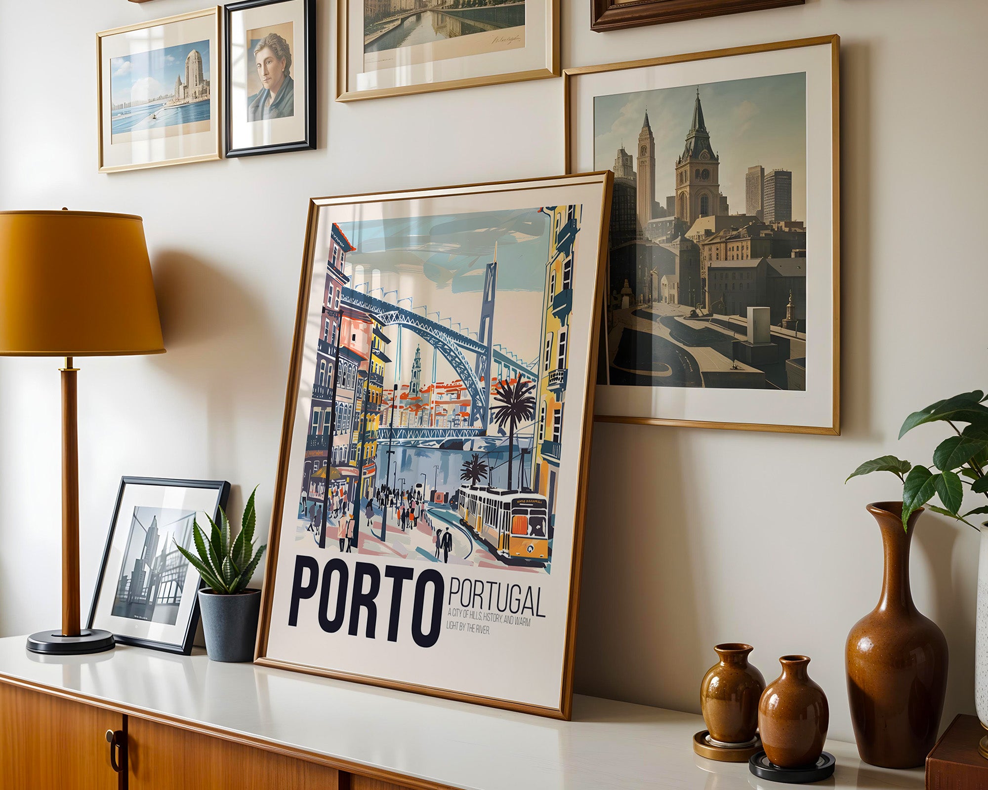 Porto Portugal Vintage Travel Poster — Retro Cityscape Print