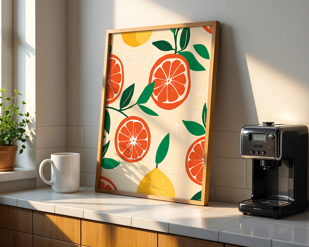 Citrus Fruit Pattern Poster — Botanical Orange & Lemon Wall Art