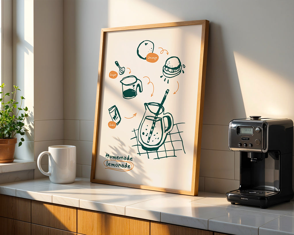 Lemonade Recipe Poster — Homemade Lemonade Kitchen Art Print
