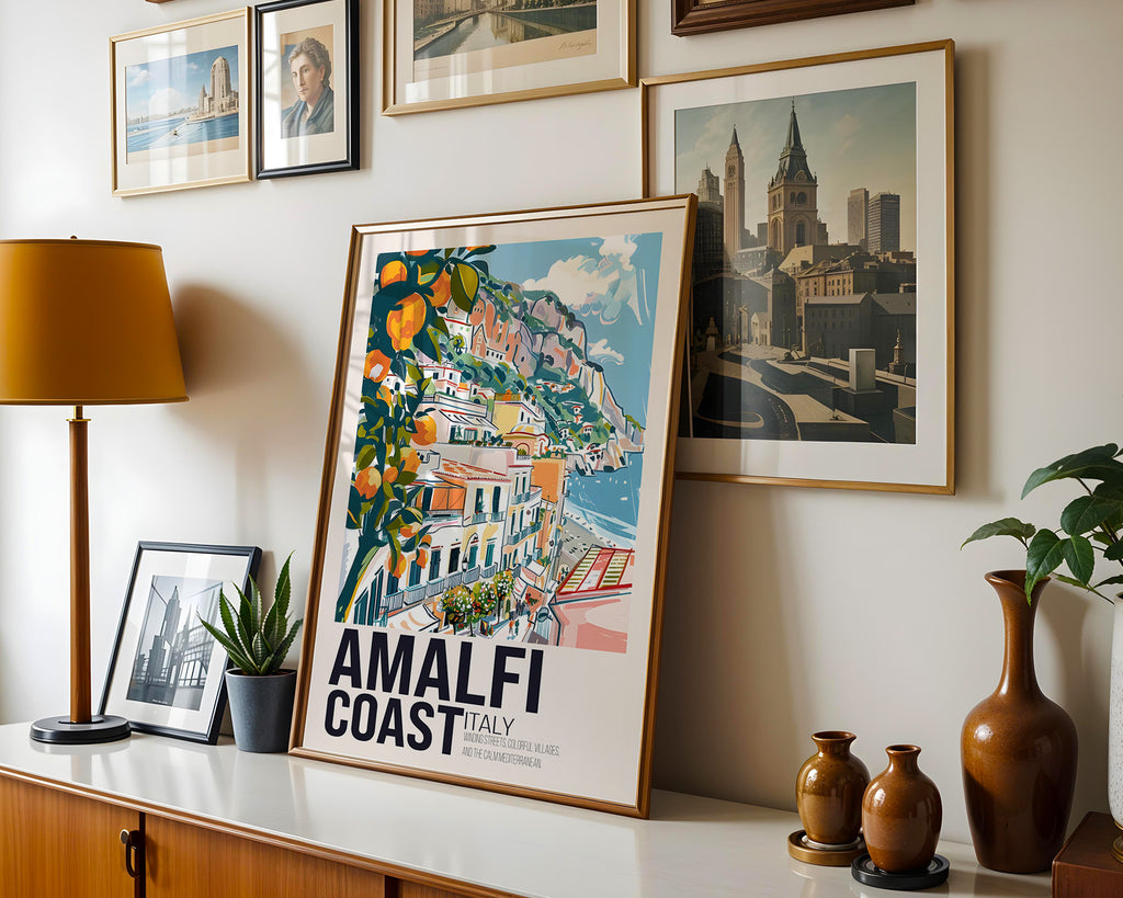 Amalfi Coast Italy Travel Poster — Vintage Mediterranean Wall Art