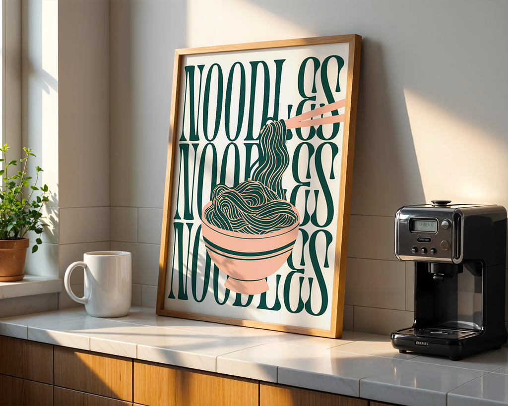 Noodles kitchen Poster — Retro Minimal Ramen Wall Art