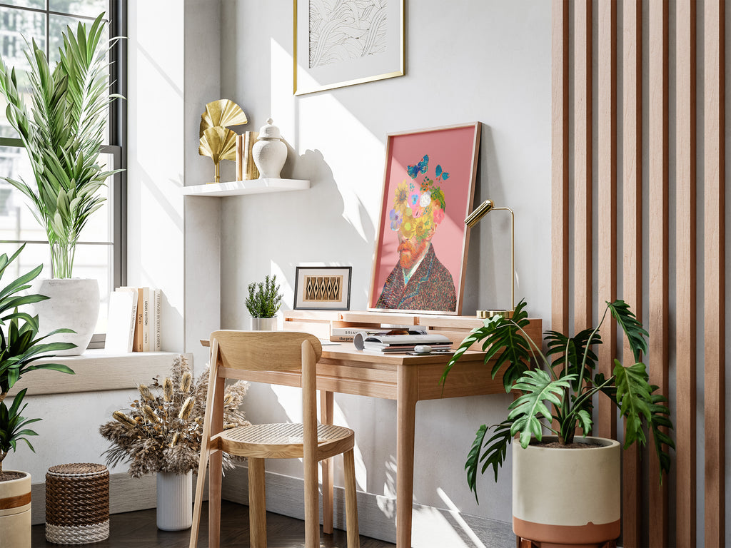 Van Gogh Floral Head Poster — Colorful Surreal Art Print