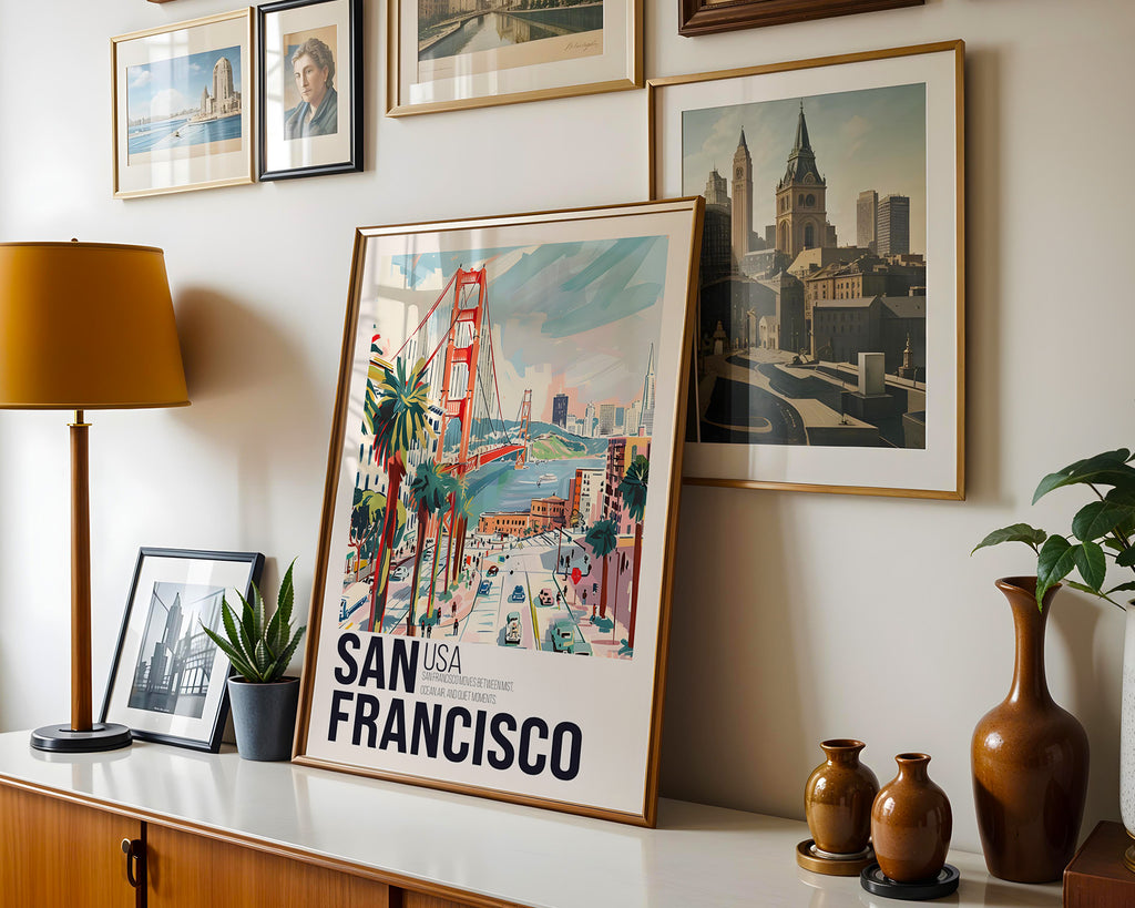 San Francisco Travel Poster Print — Vintage Cityscape Wall Art