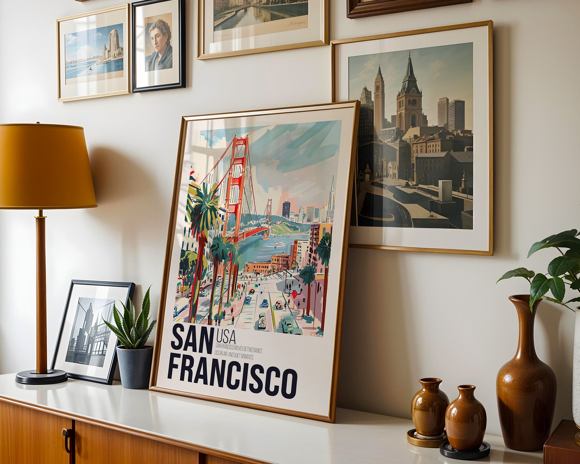 San Francisco Travel Poster Print — Vintage Cityscape Wall Art