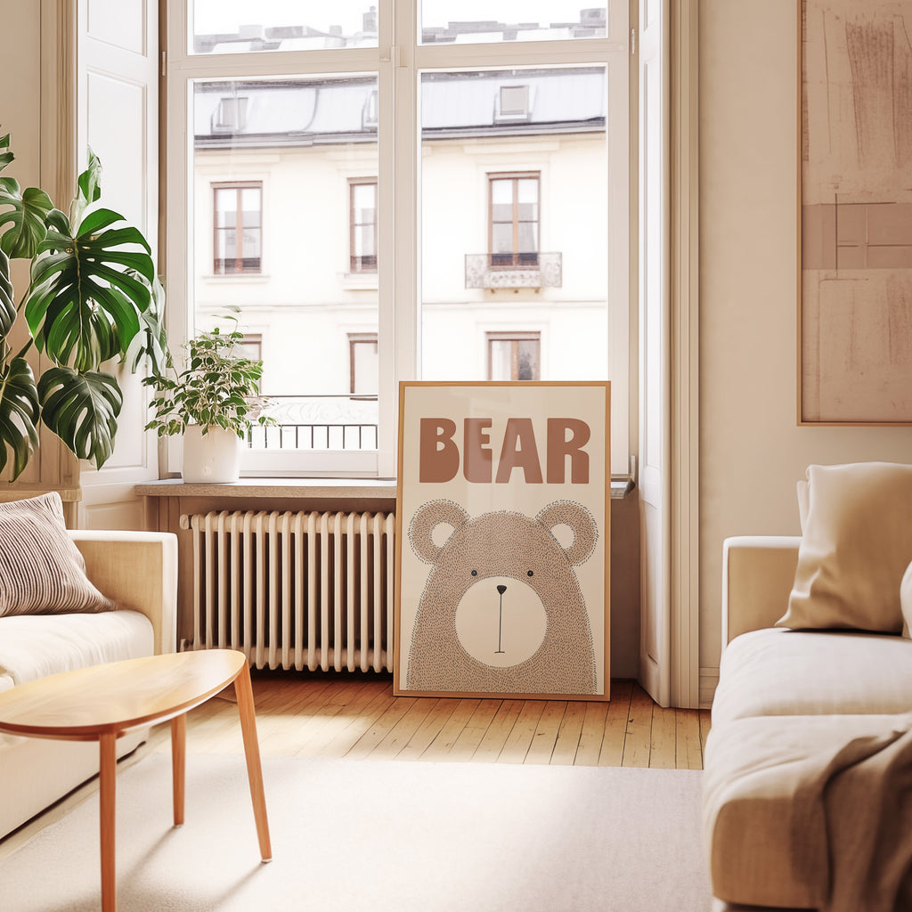 Bear Nursery Poster — Cute Brown Bear Wall Art for Kids’ Room
