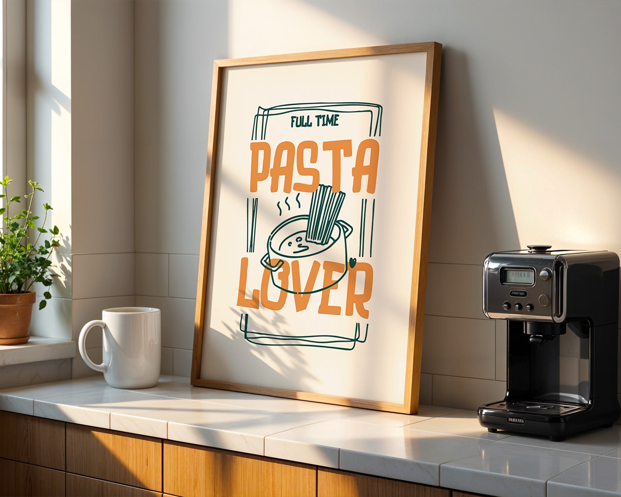 Pasta Lover Poster — "Full Time Pasta Lover" Kitchen Wall Art