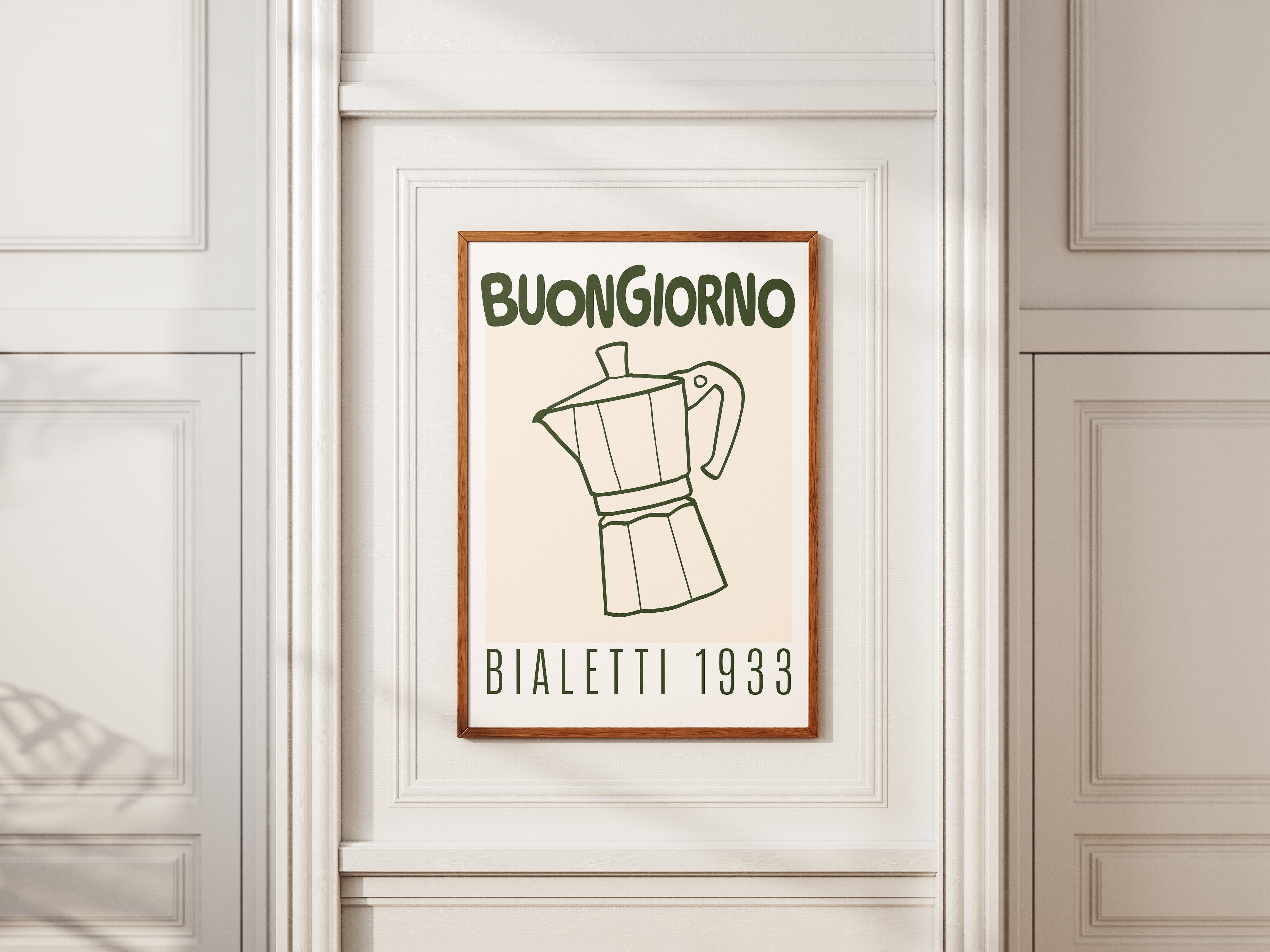 Buongiorno Moka Coffee Poster — Bialetti 1933 Framed Wall Art