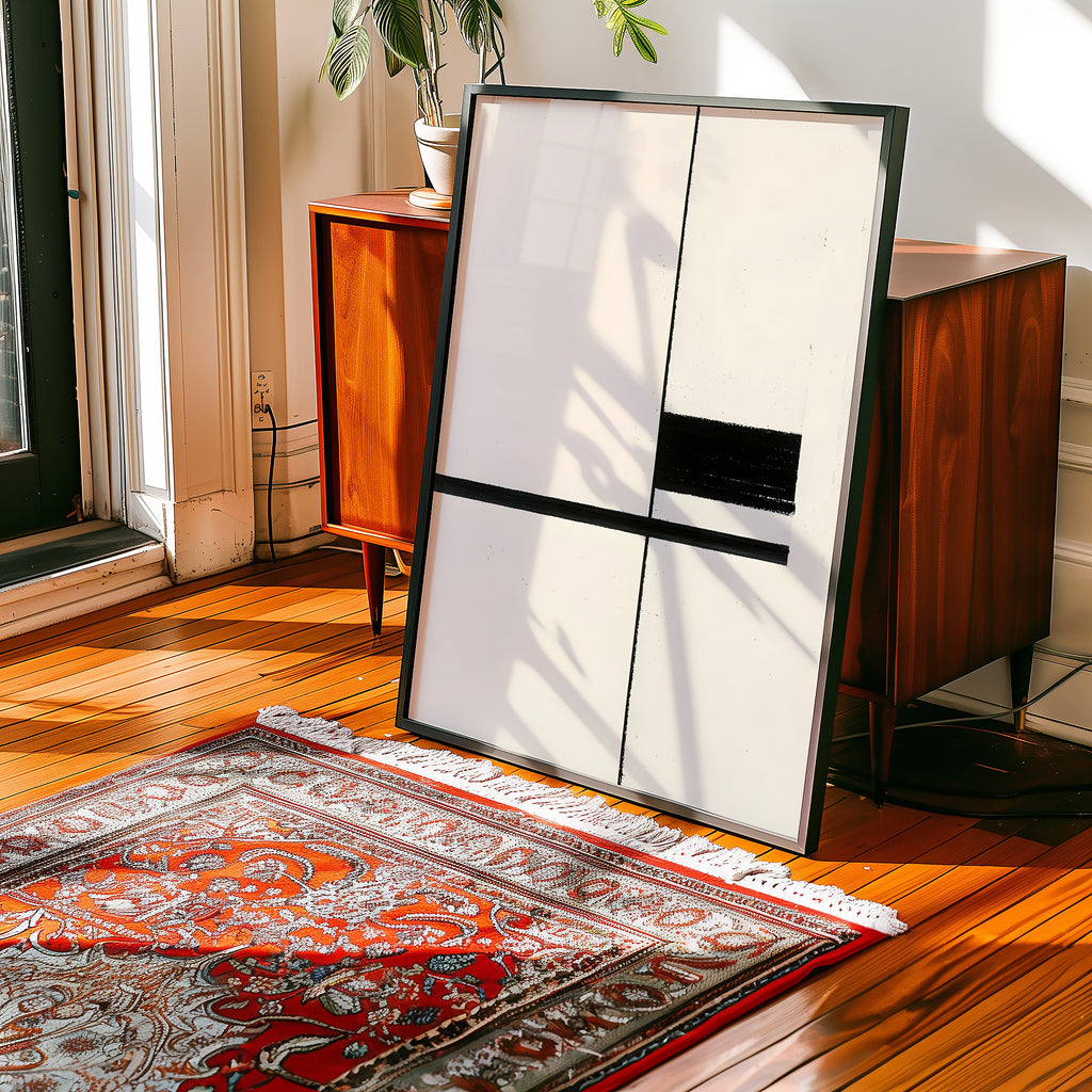 Minimalist Black & White Geometric Poster — Modern Line Art Wall Print