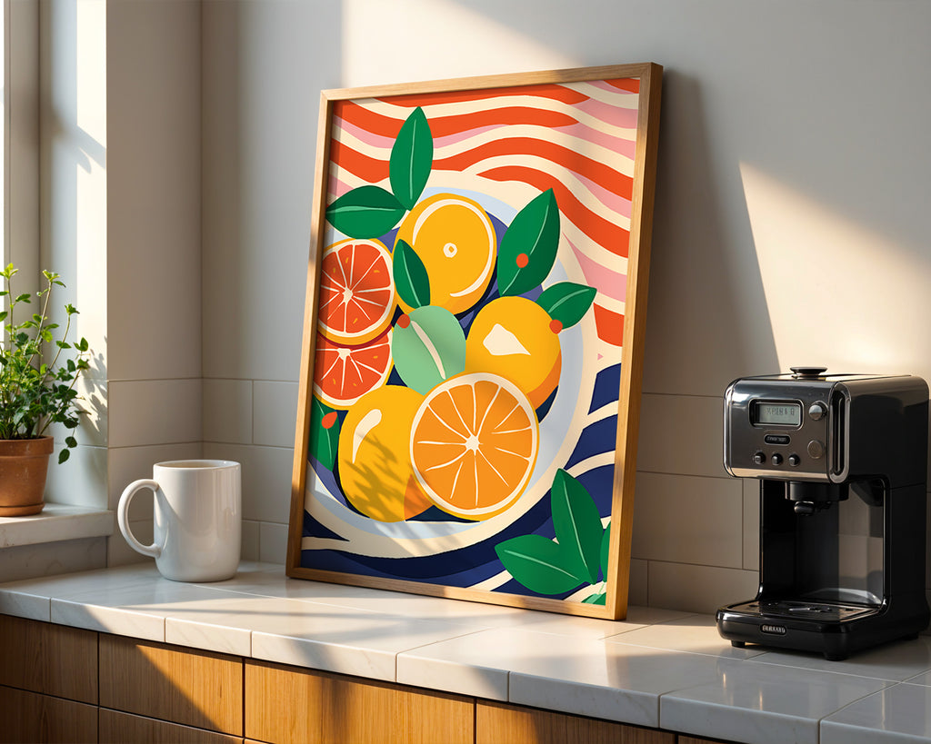 Citrus Fruit Poster — Vibrant Orange Wall Art