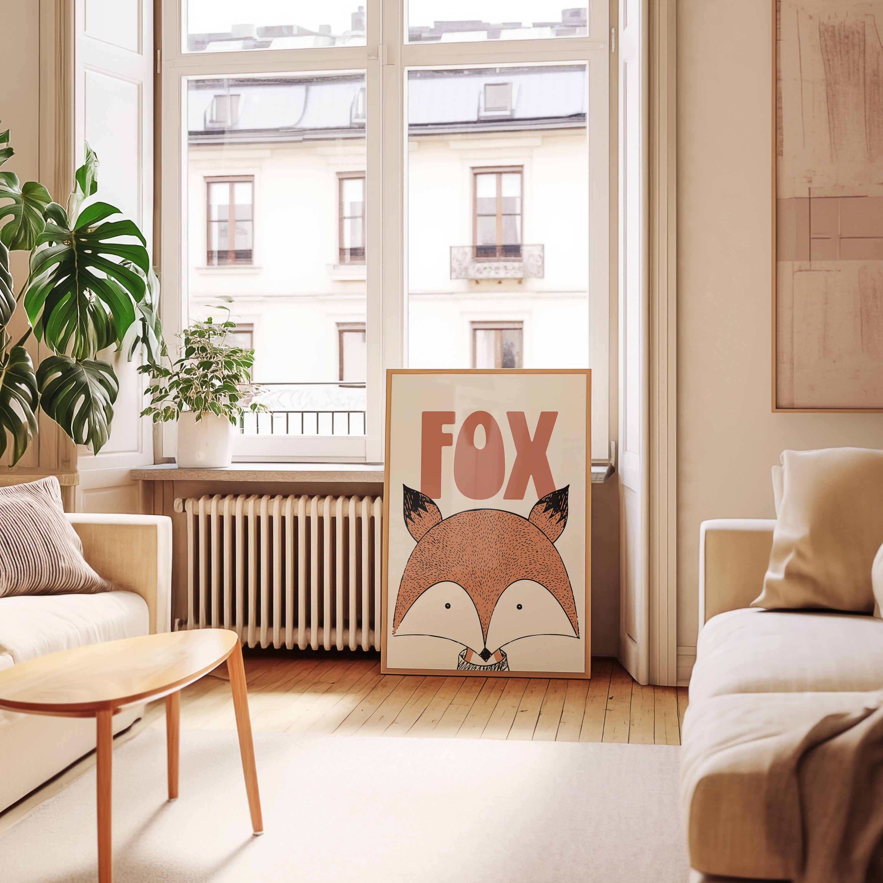 Fox Nursery Poster — Cute Retro Woodland Animal Print for Kids’ Room