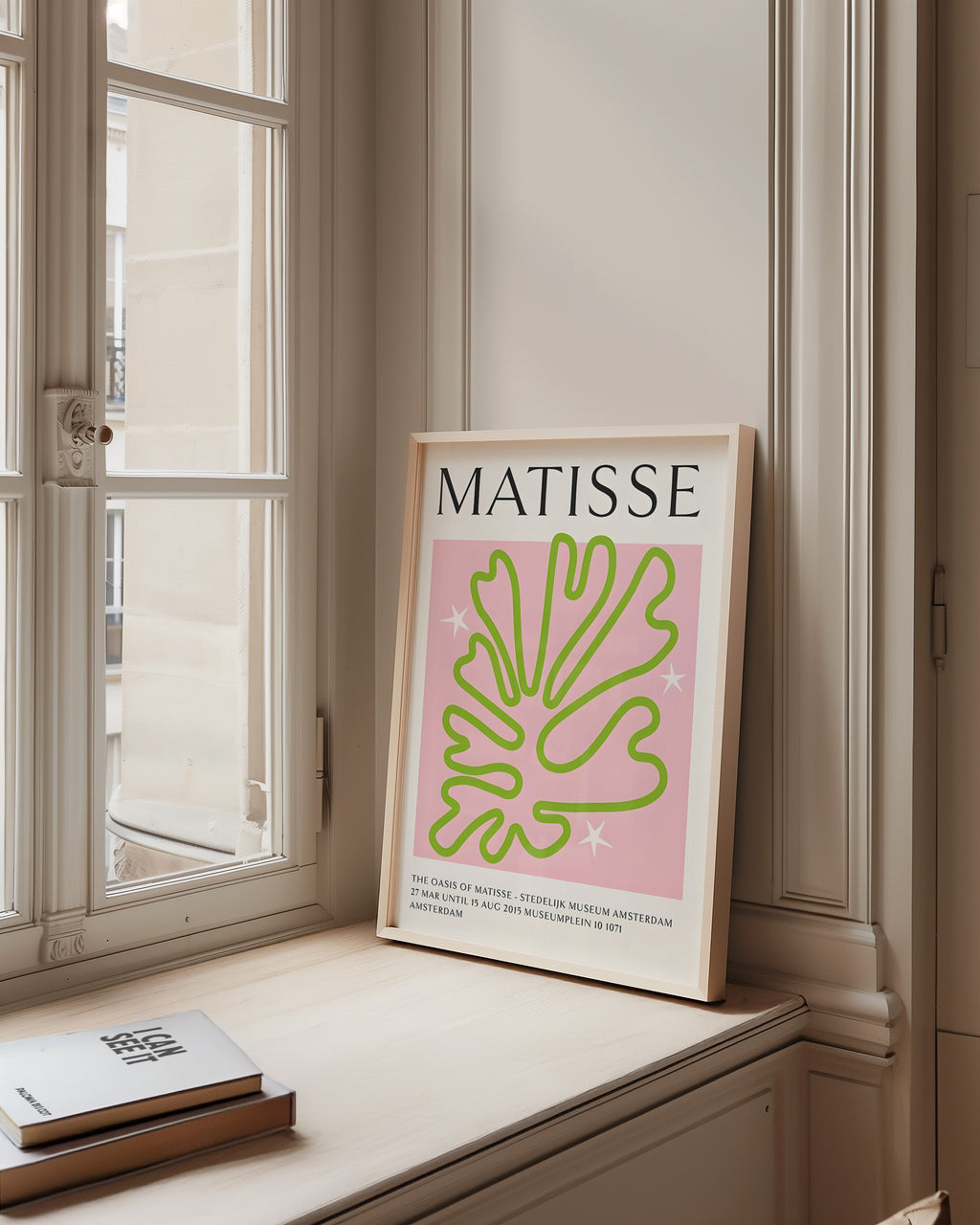 Matisse-Inspired Leaf Art Poster — Pink & Lime Modern Wall Print