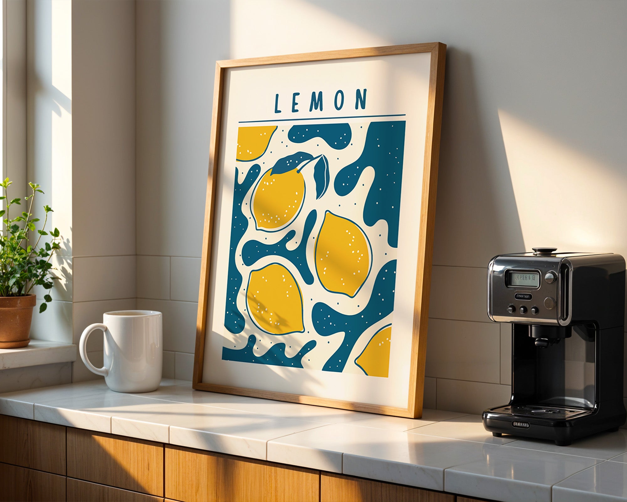 Lemon Art Poster — Retro Citrus Wall Print