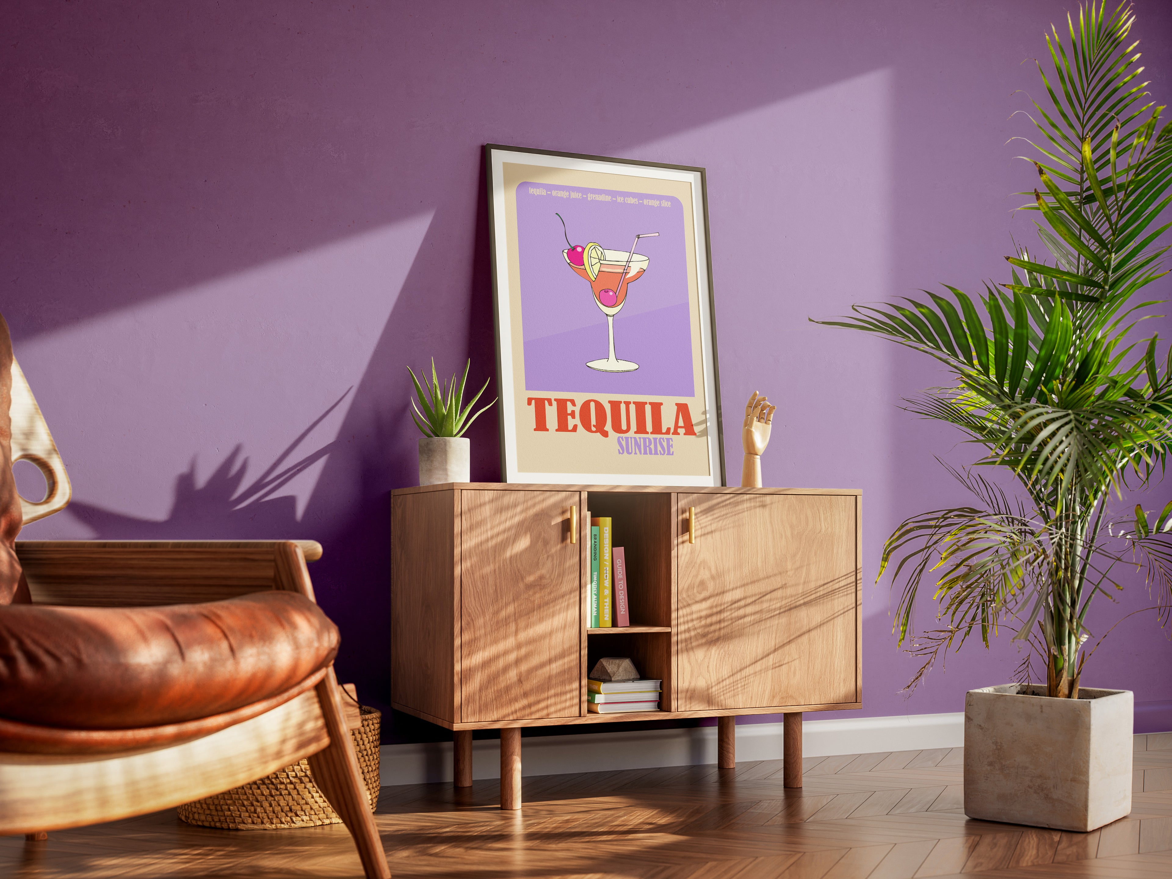 Tequila Sunrise Poster — Retro Cocktail Wall Art